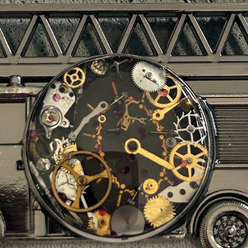 Steampunk watch parts  bottle opener (Fire Engine)