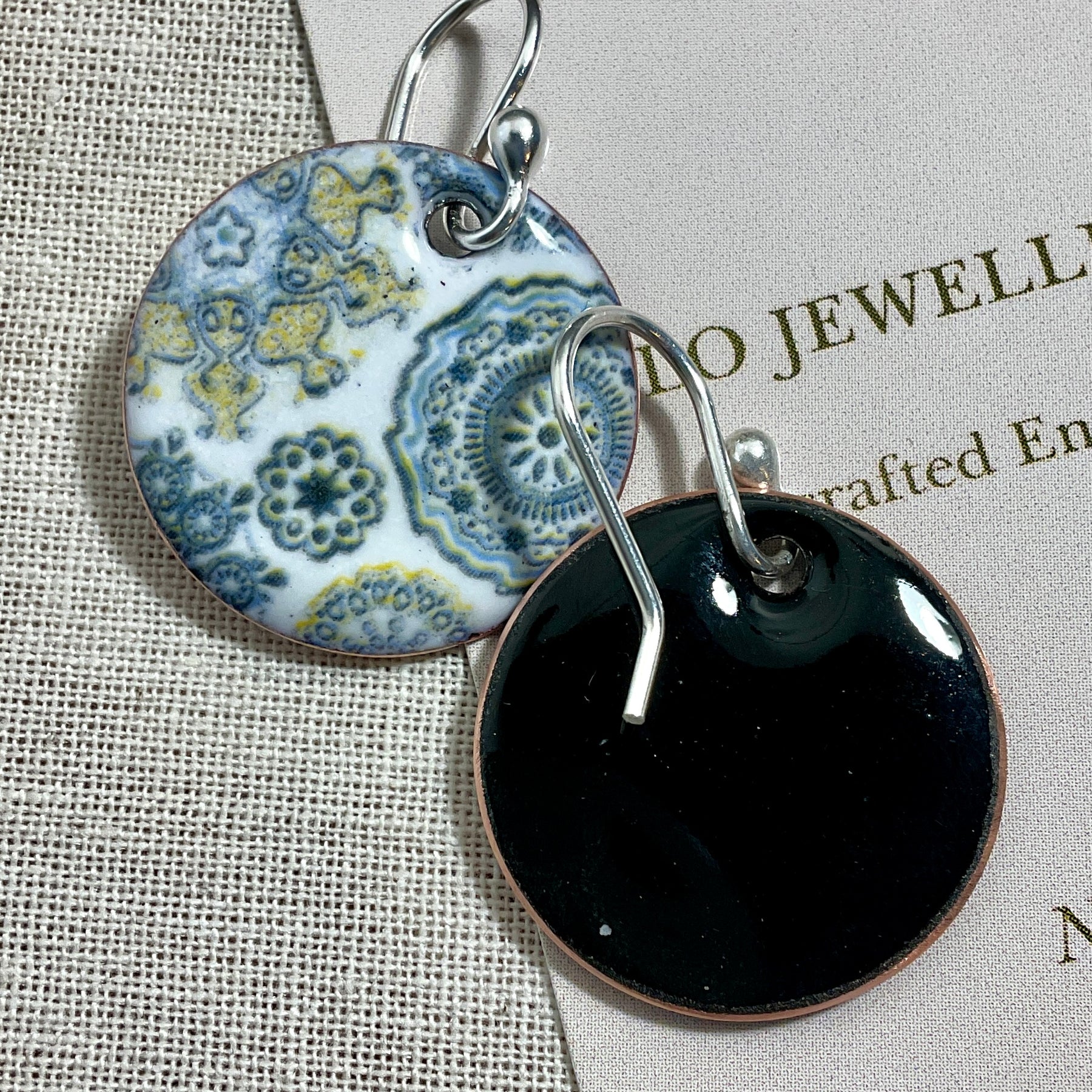Ocean urchins Handmade earrings. Enamel