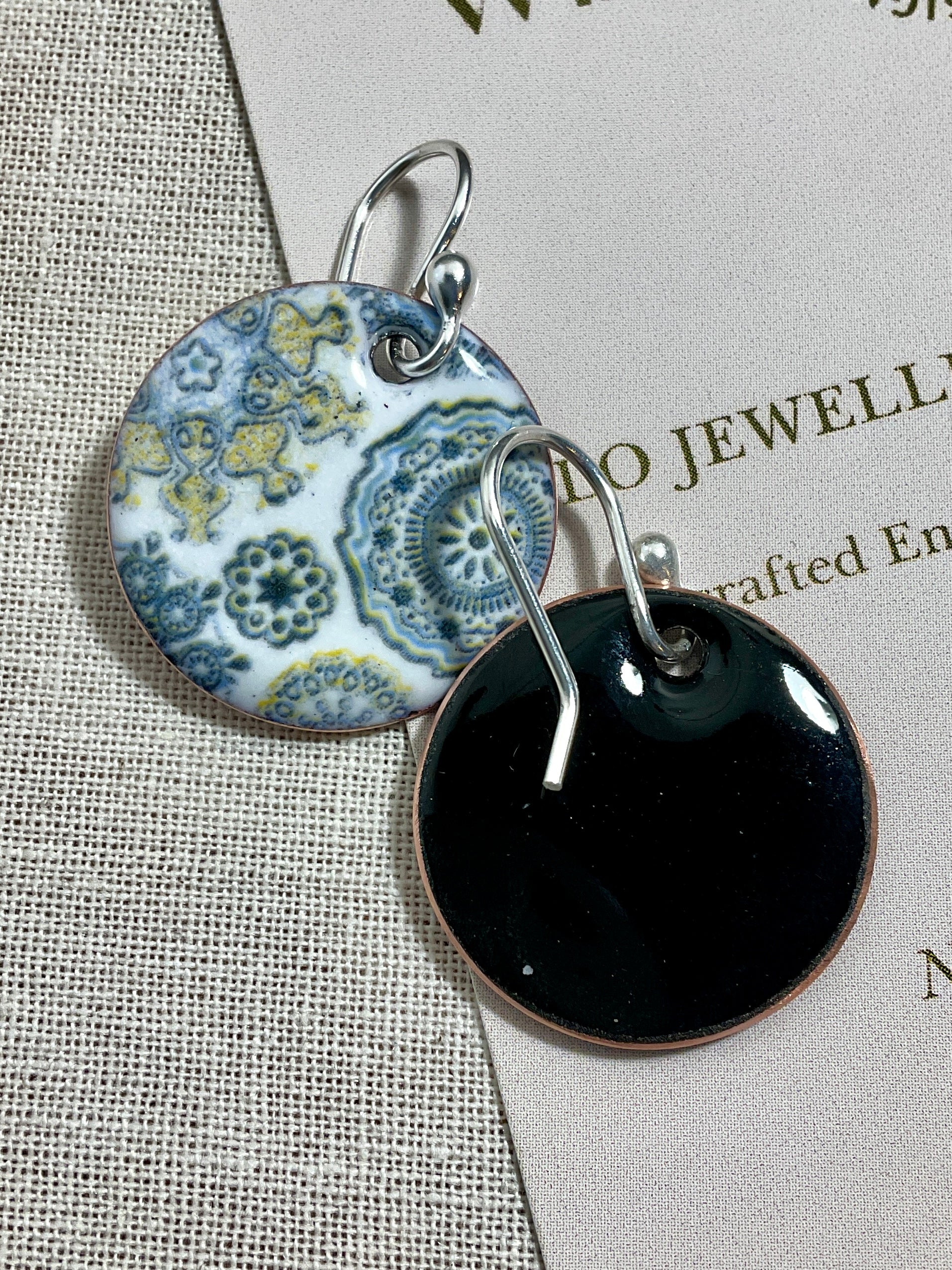 Ocean urchins Handmade earrings. Enamel