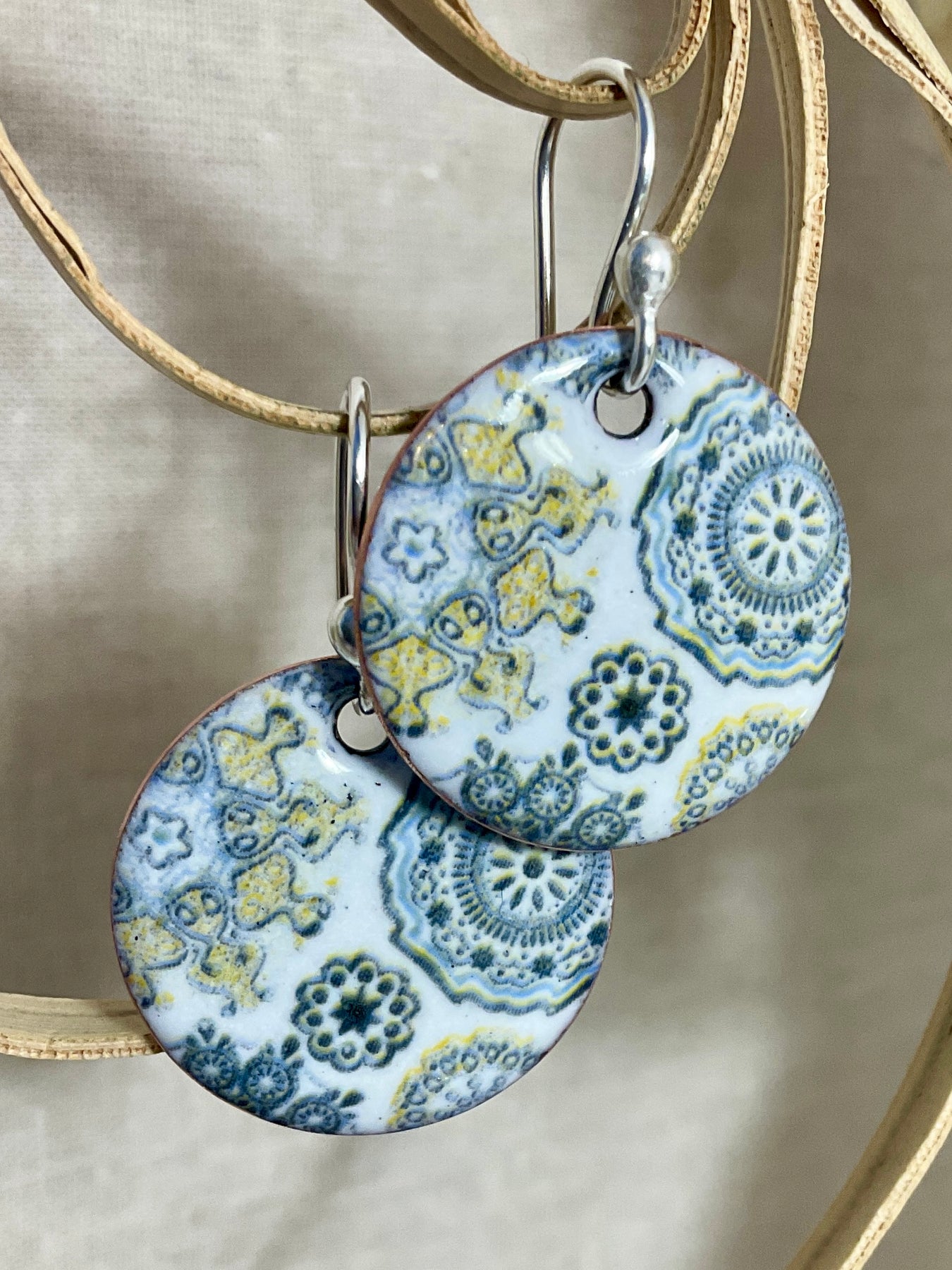 Ocean urchins Handmade earrings. Enamel