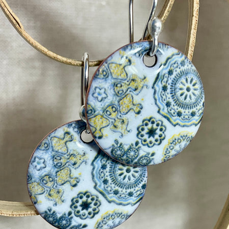 Ocean urchins Handmade earrings. Enamel