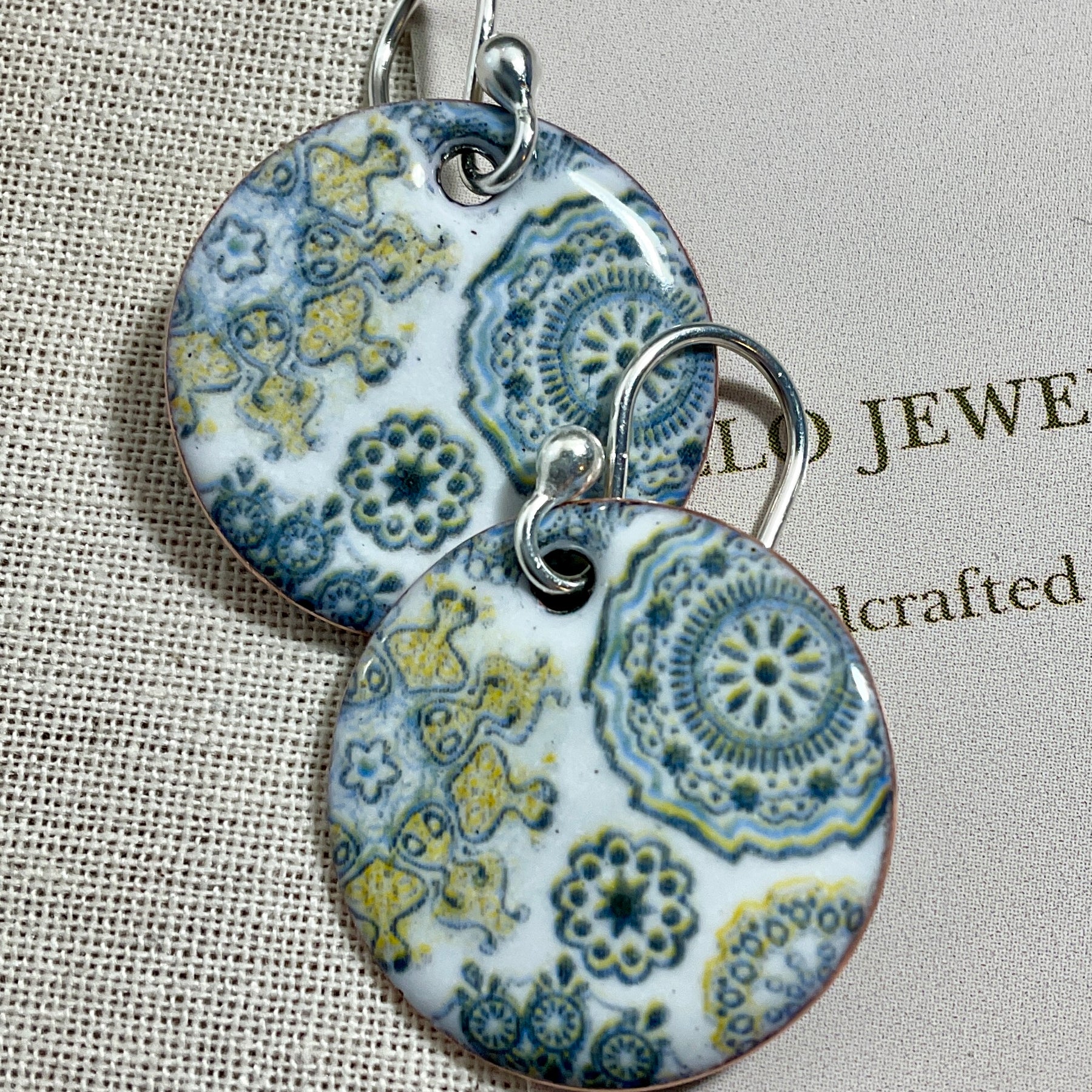 Ocean urchins Handmade earrings. Enamel