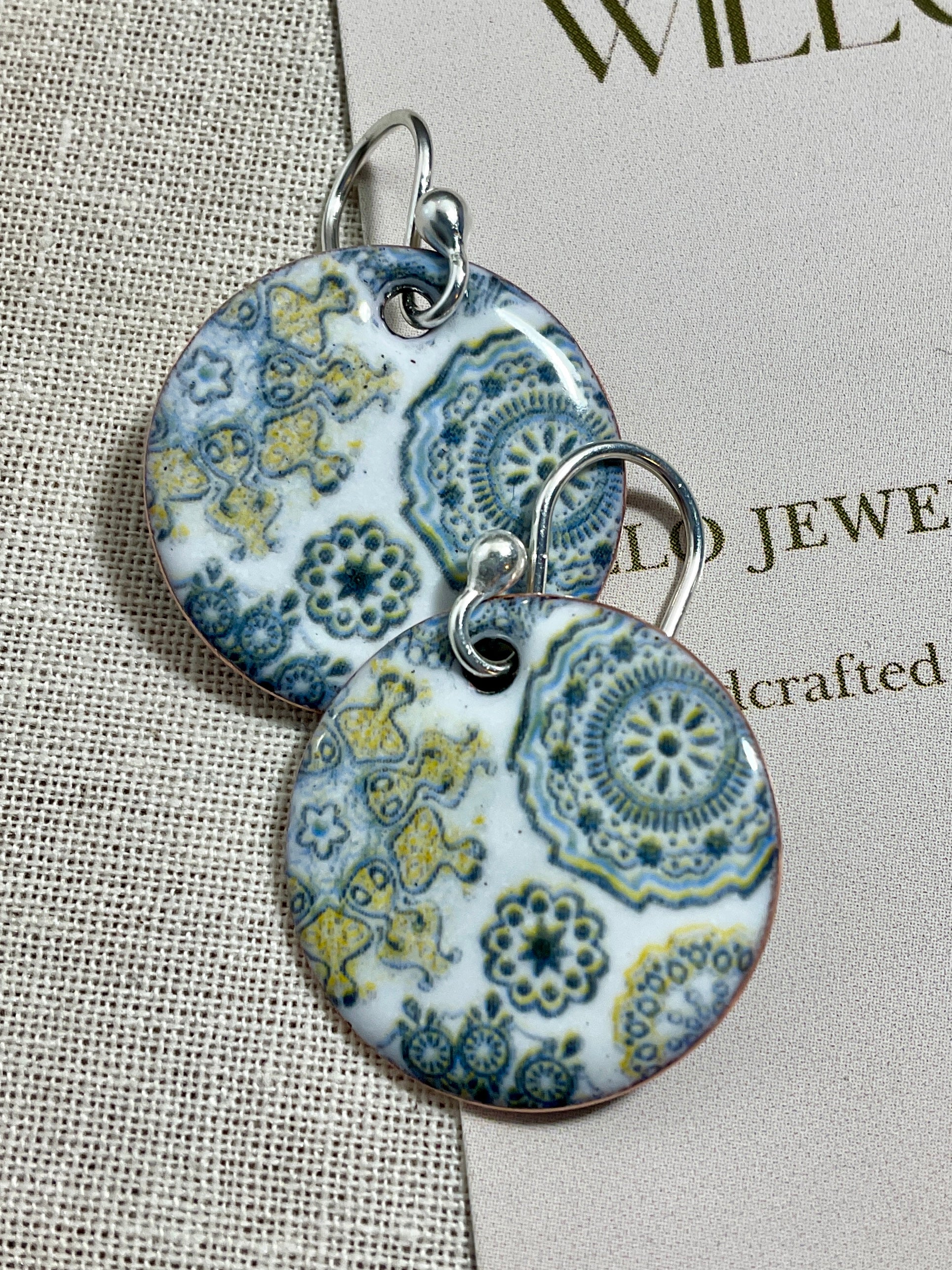 Ocean urchins Handmade earrings. Enamel