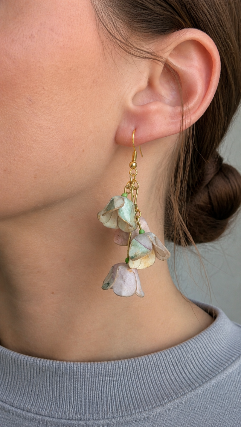 Made to Order Lily of the Valley Floral Earrings | Handmade Paper Dangle Earrings | Sustainable Jewellery