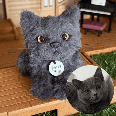 Custom Cat Replica from Photo, Poseable Art Doll, Pet Memorial Keepsake - Handmade Soft Sculpture, Personalised Plushie Ornament