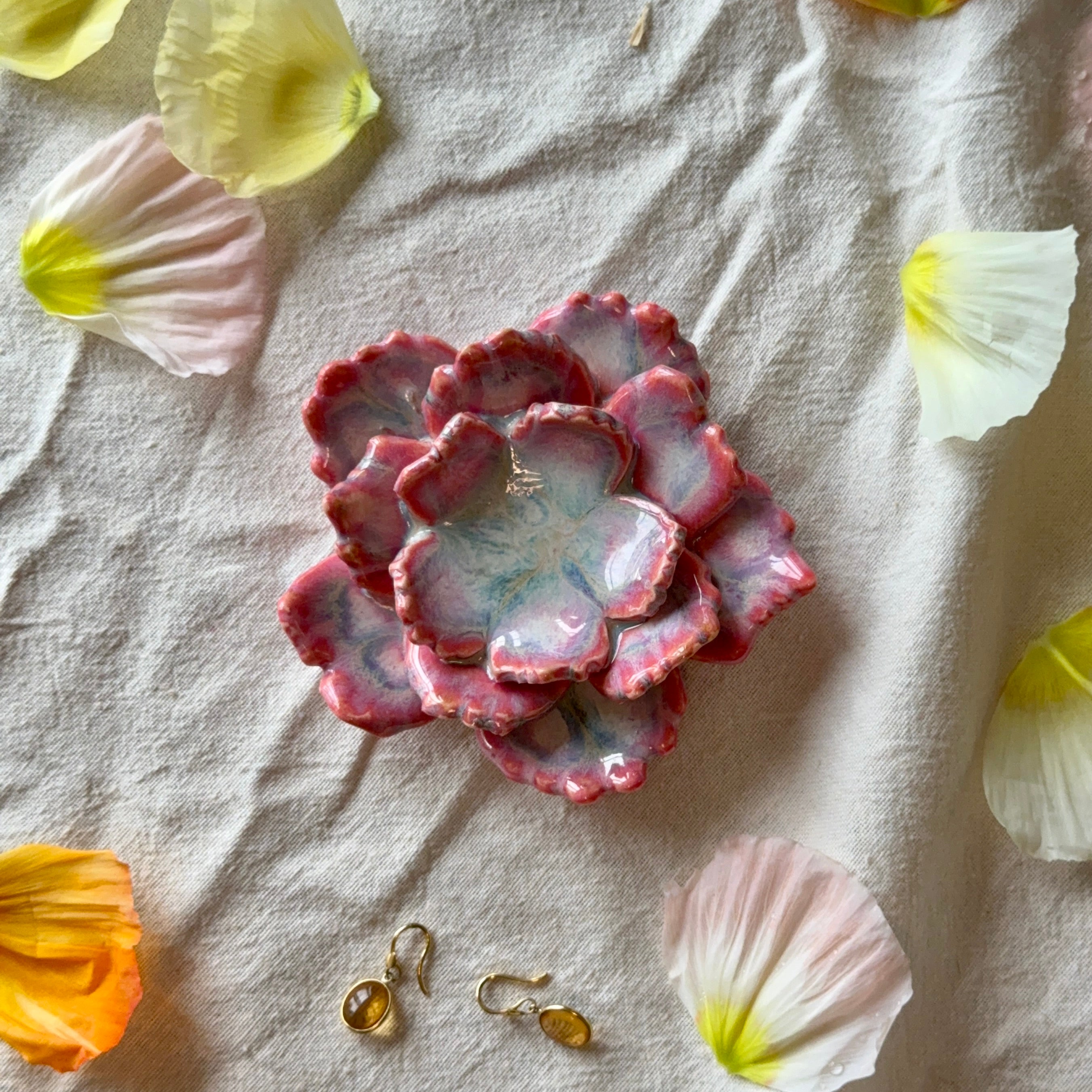 Porcelain Petal Dish | Tea Light Holder or Trinket Dish | Ceramic