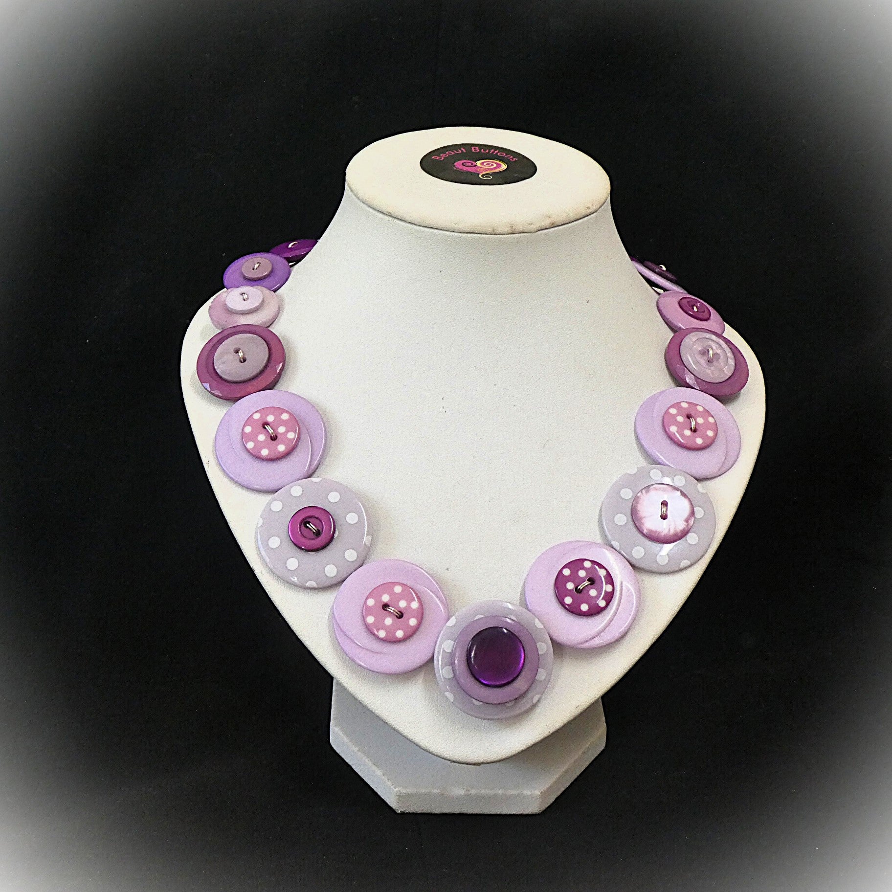 Button necklace and stud earrings - Lilac Delight