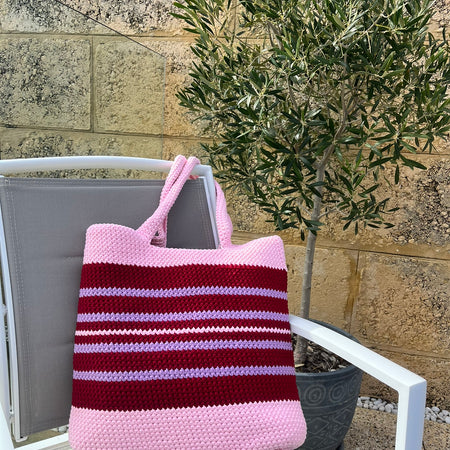 The Everyday Crochet Tote Bag - Raspberry Ripple