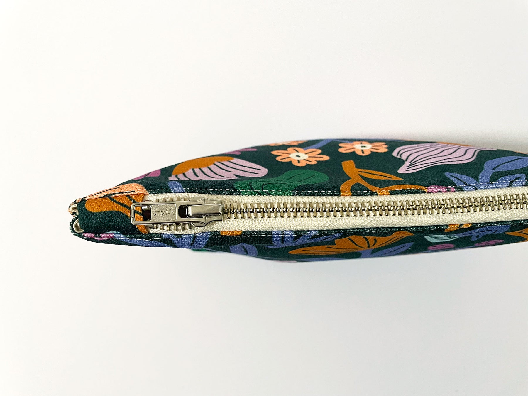 Make-up, Travel, Clutch, Handmade Fabric Zip Purse - Frolic (Dark)