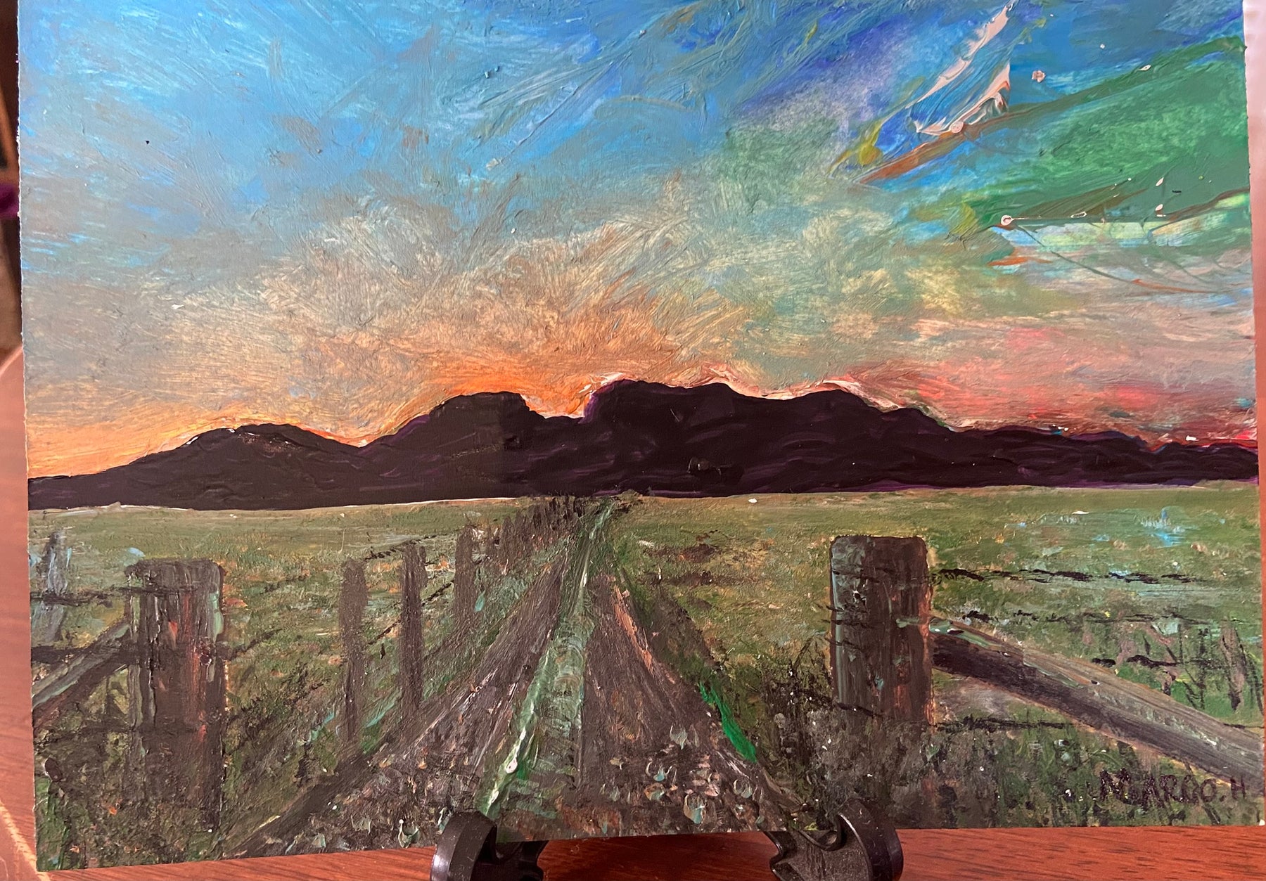 "Near Gloucester" original acrylic on card painting by Margo Humphries