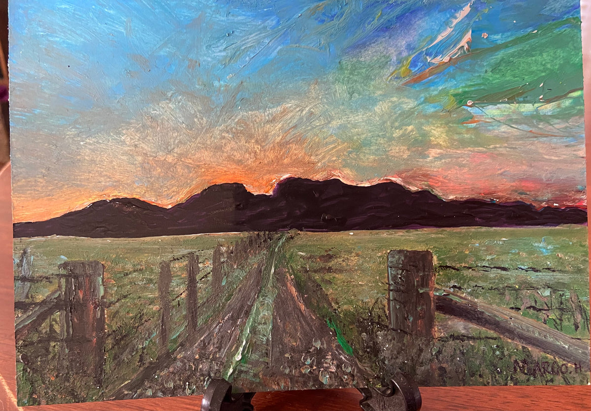 "Near Gloucester" original acrylic on card painting by Margo Humphries