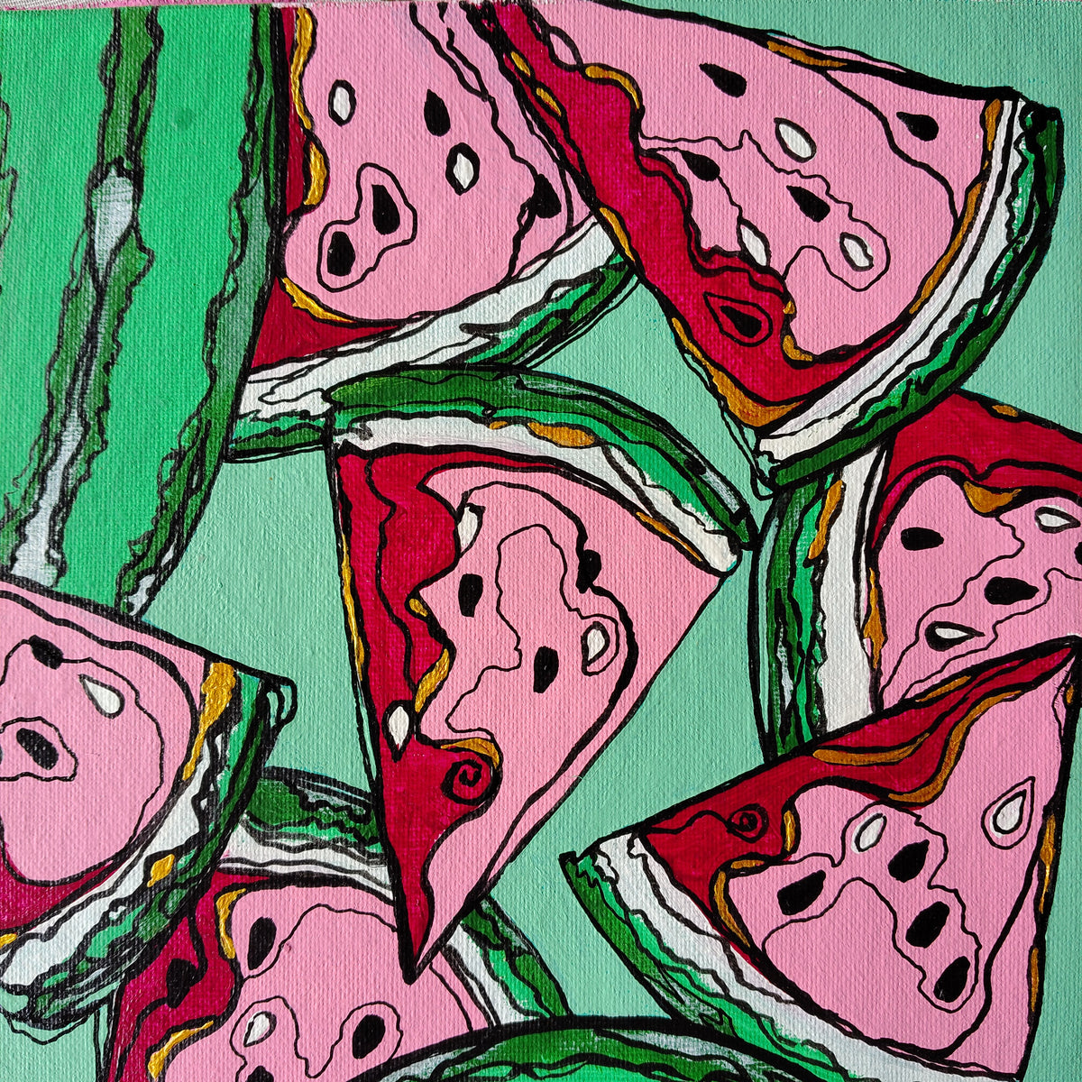 A3 ORIGINAL ARTWORK - "Watermelon Study"- abstract art