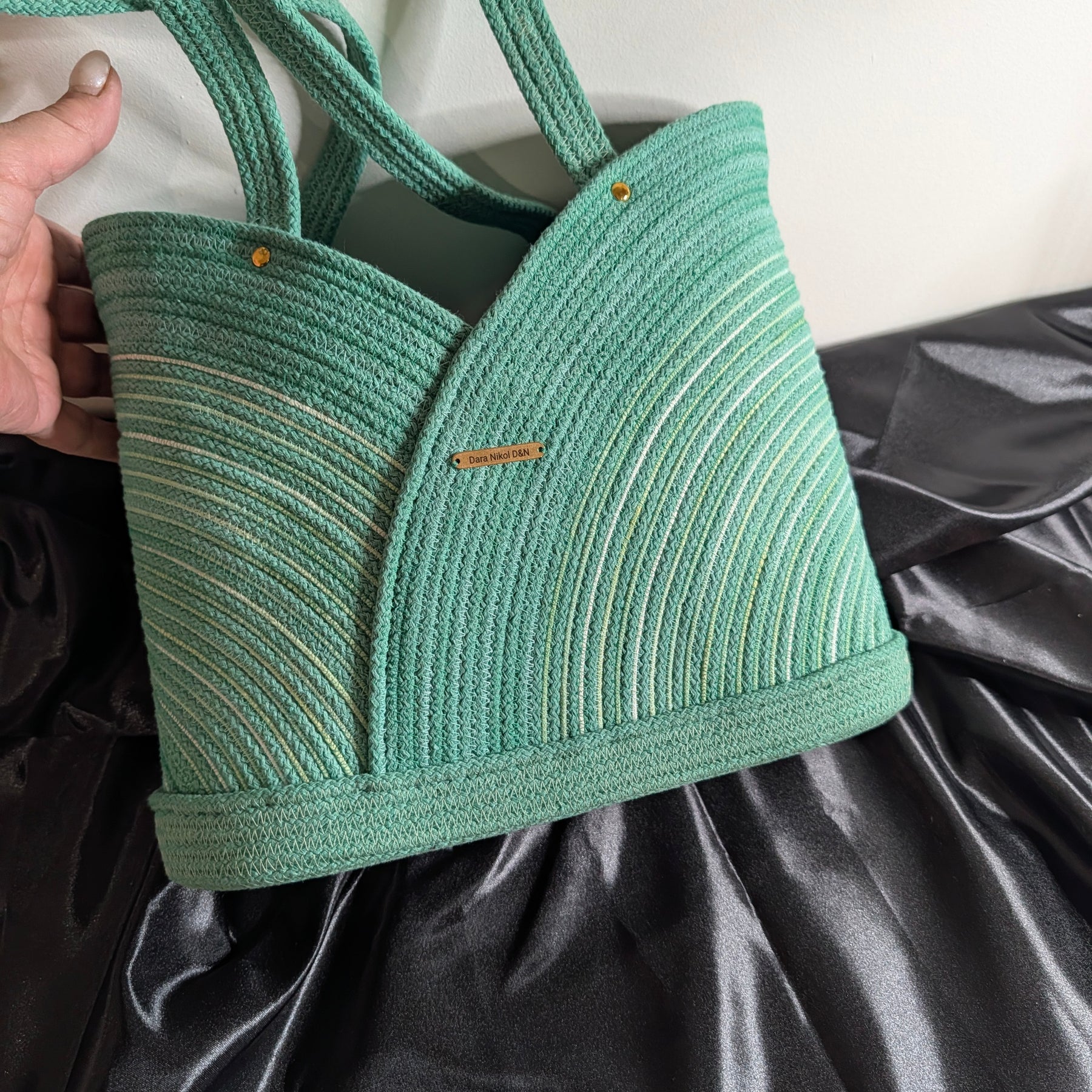 Lagoon Large Handmade Cotton Cord Tote Bag