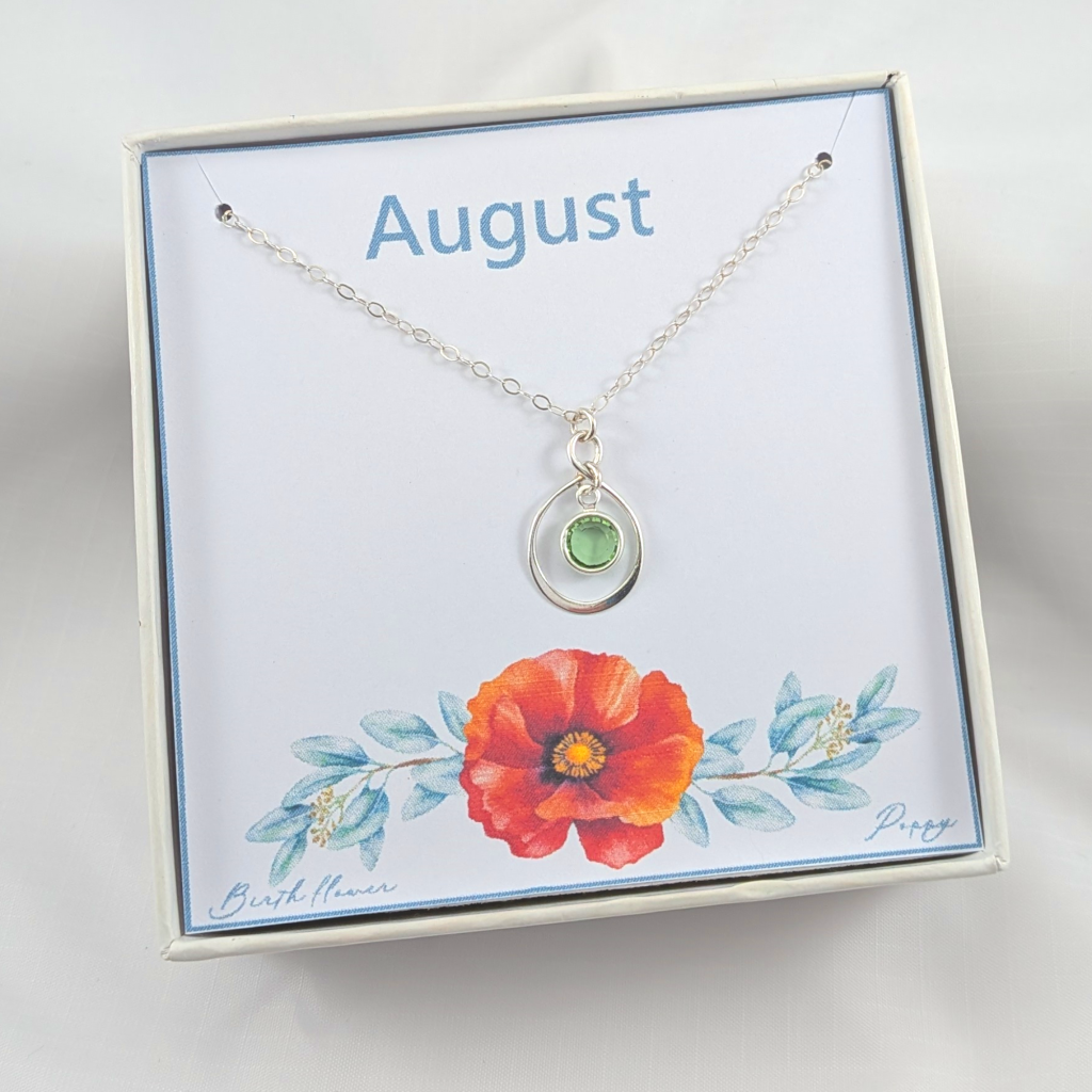 Sterling Silver Birthstone  Necklace Choose Your Birth Month