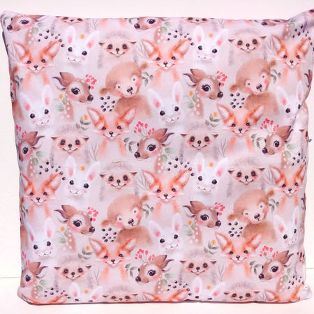 Child's Cushion Cover: Woodland animal print design. Nursery Decor