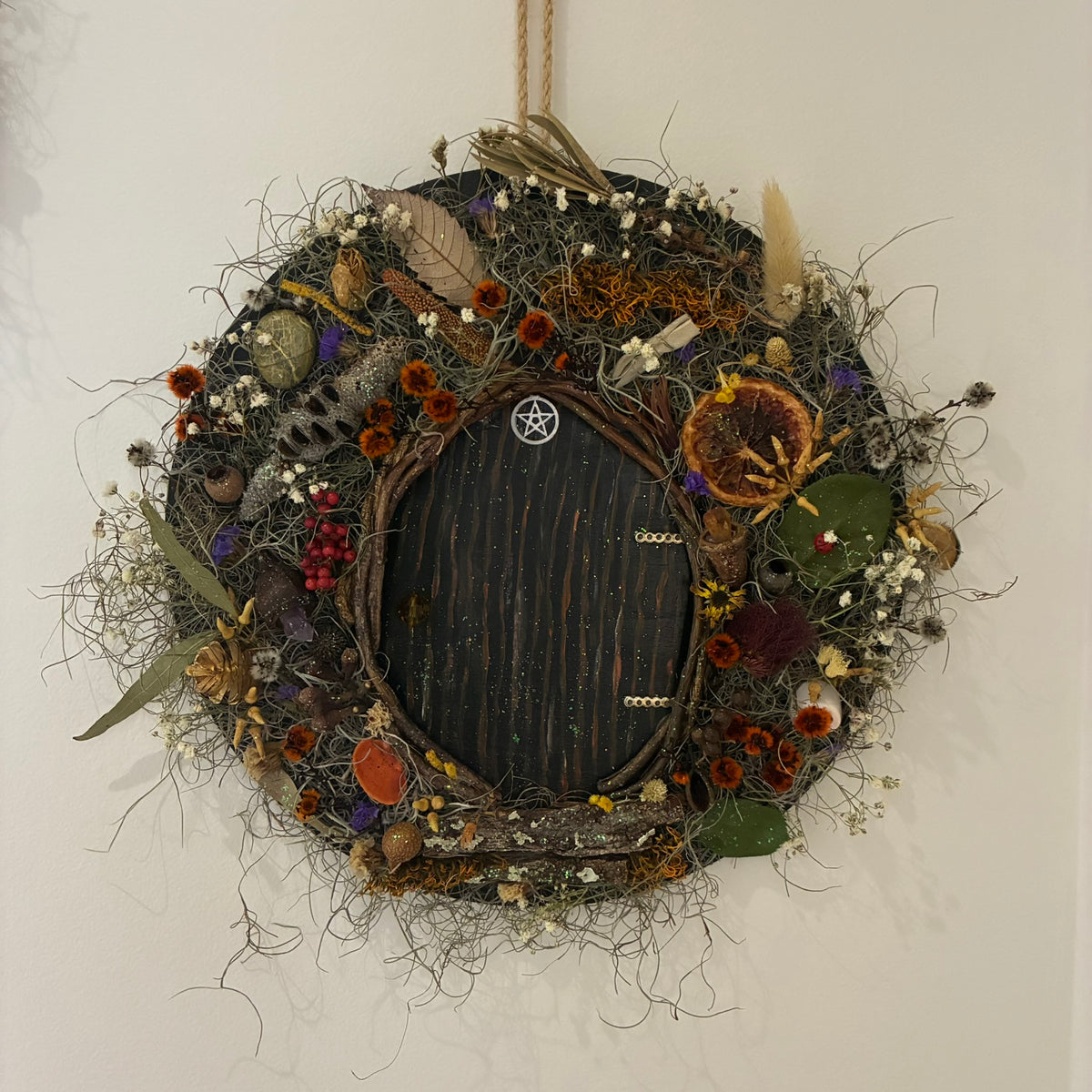 Wreath - Hobbit Faery Door (Black with Pentagram)
