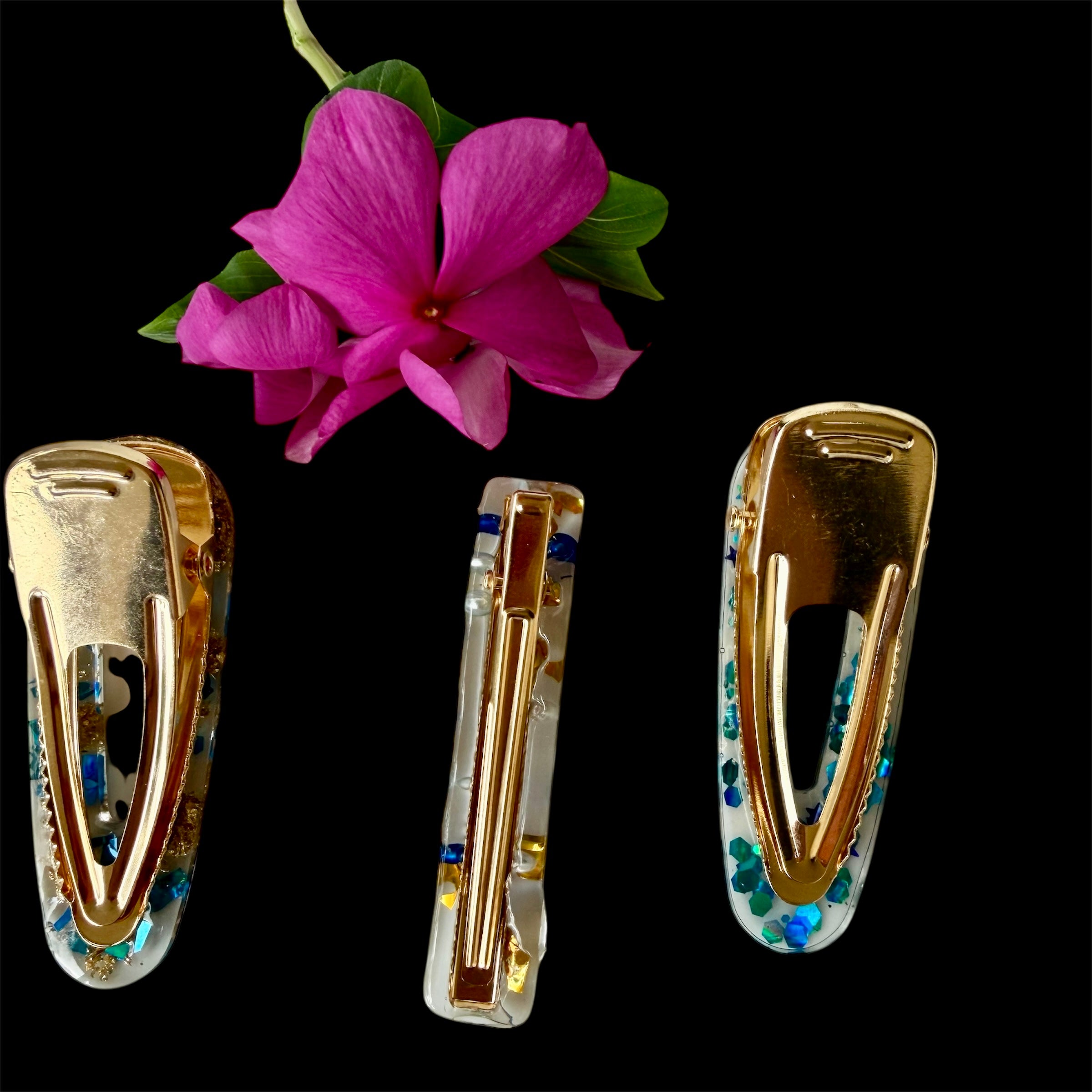 A Set Of Three Blue Barrettes