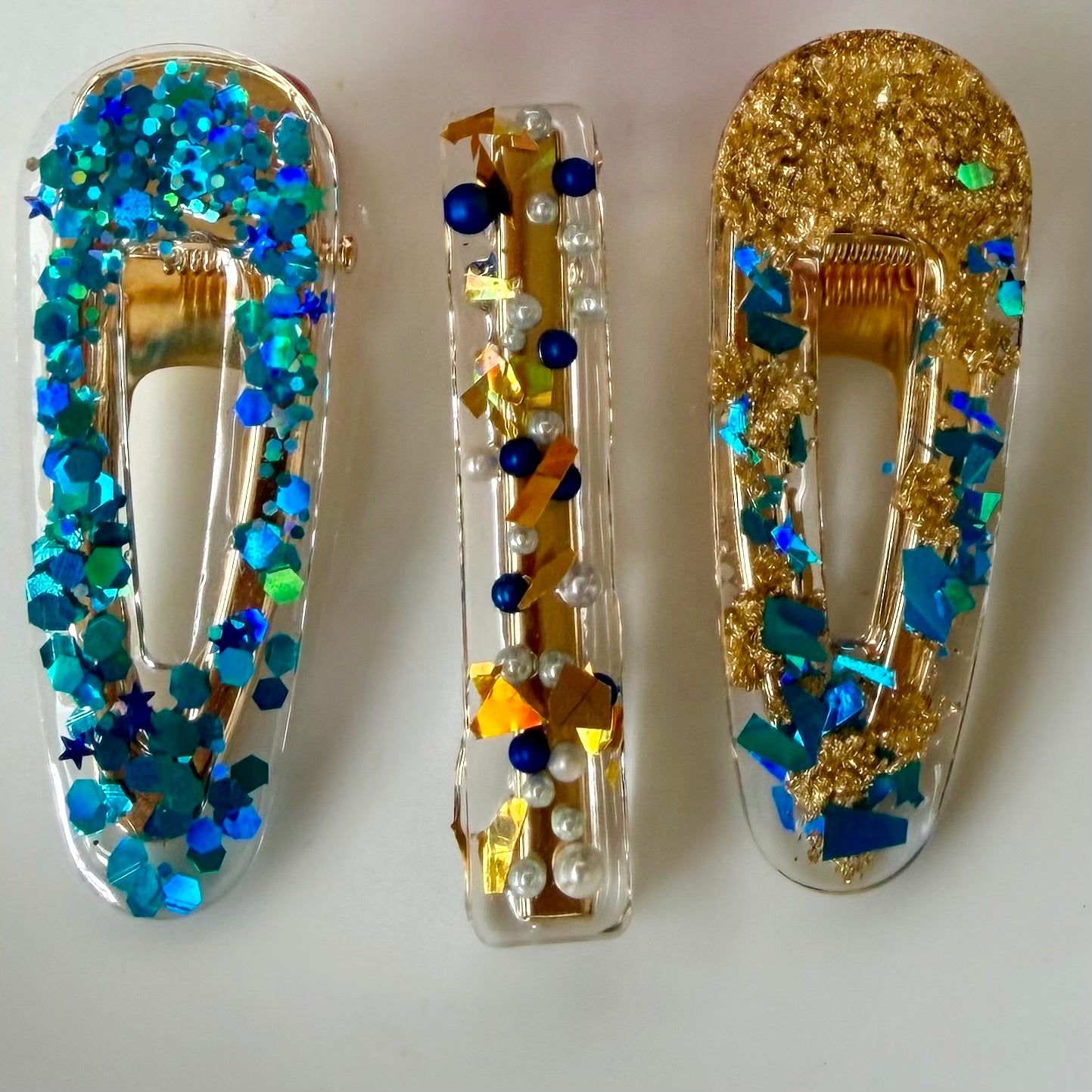 A Set Of Three Blue Barrettes