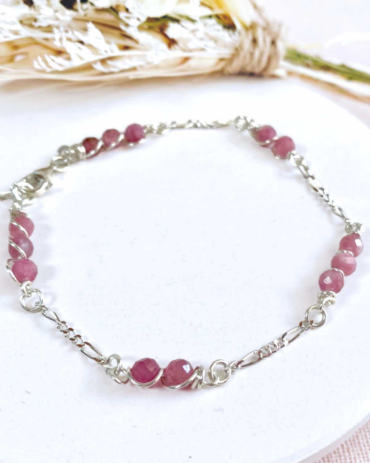 Tourmaline beaded Sterling silver | Earrings or Bracelet | October birthstone gift