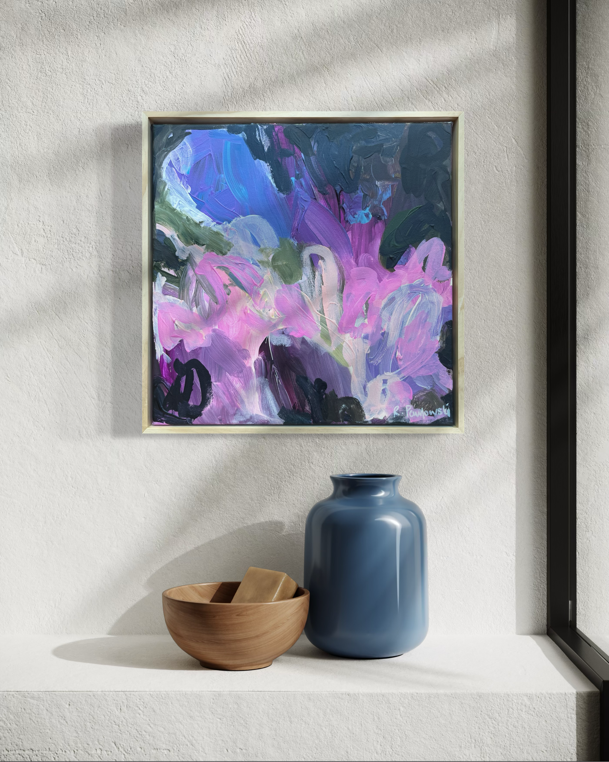 “Fly Away” framed small original abstract art artwork wall art