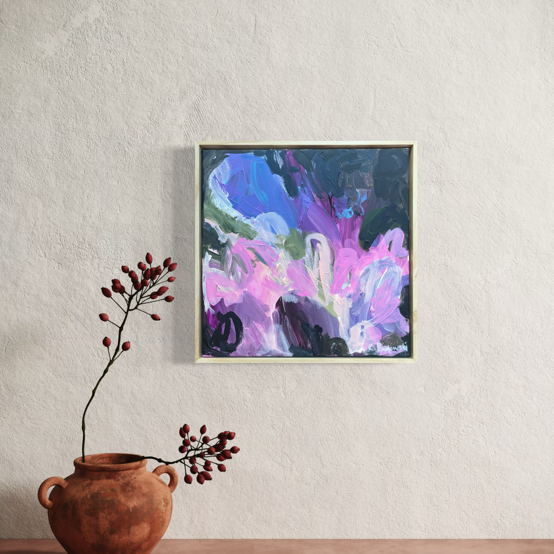 “Fly Away” framed small original abstract art artwork wall art