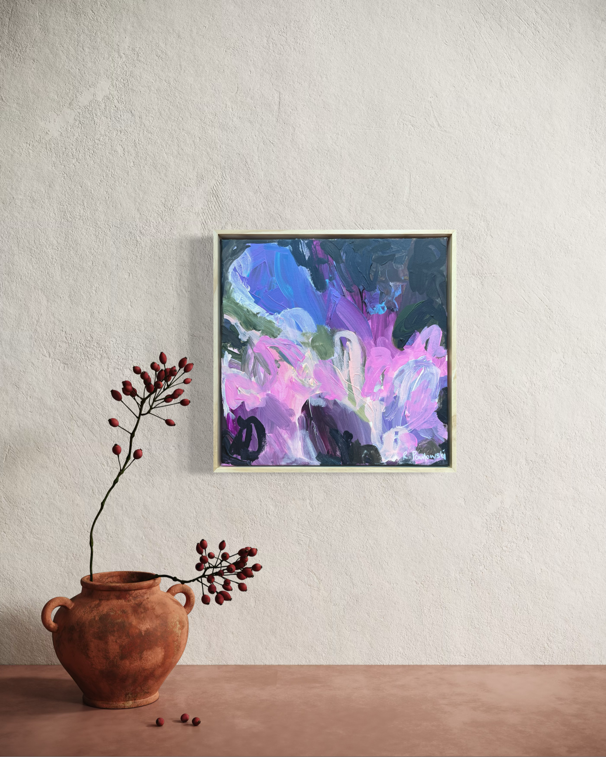 “Fly Away” framed small original abstract art artwork wall art