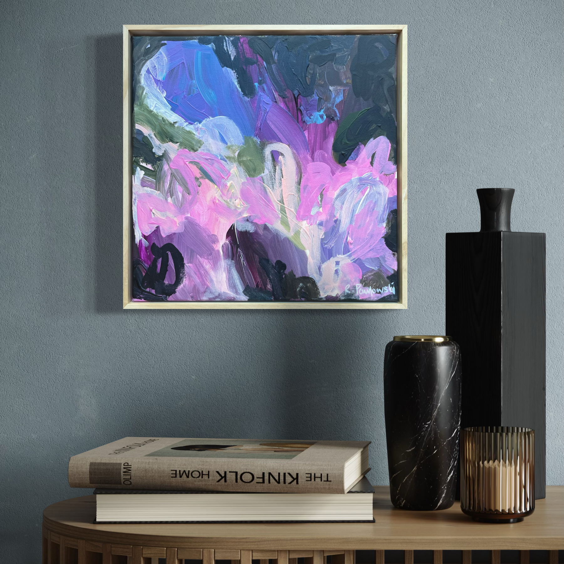 “Fly Away” framed small original abstract art artwork wall art