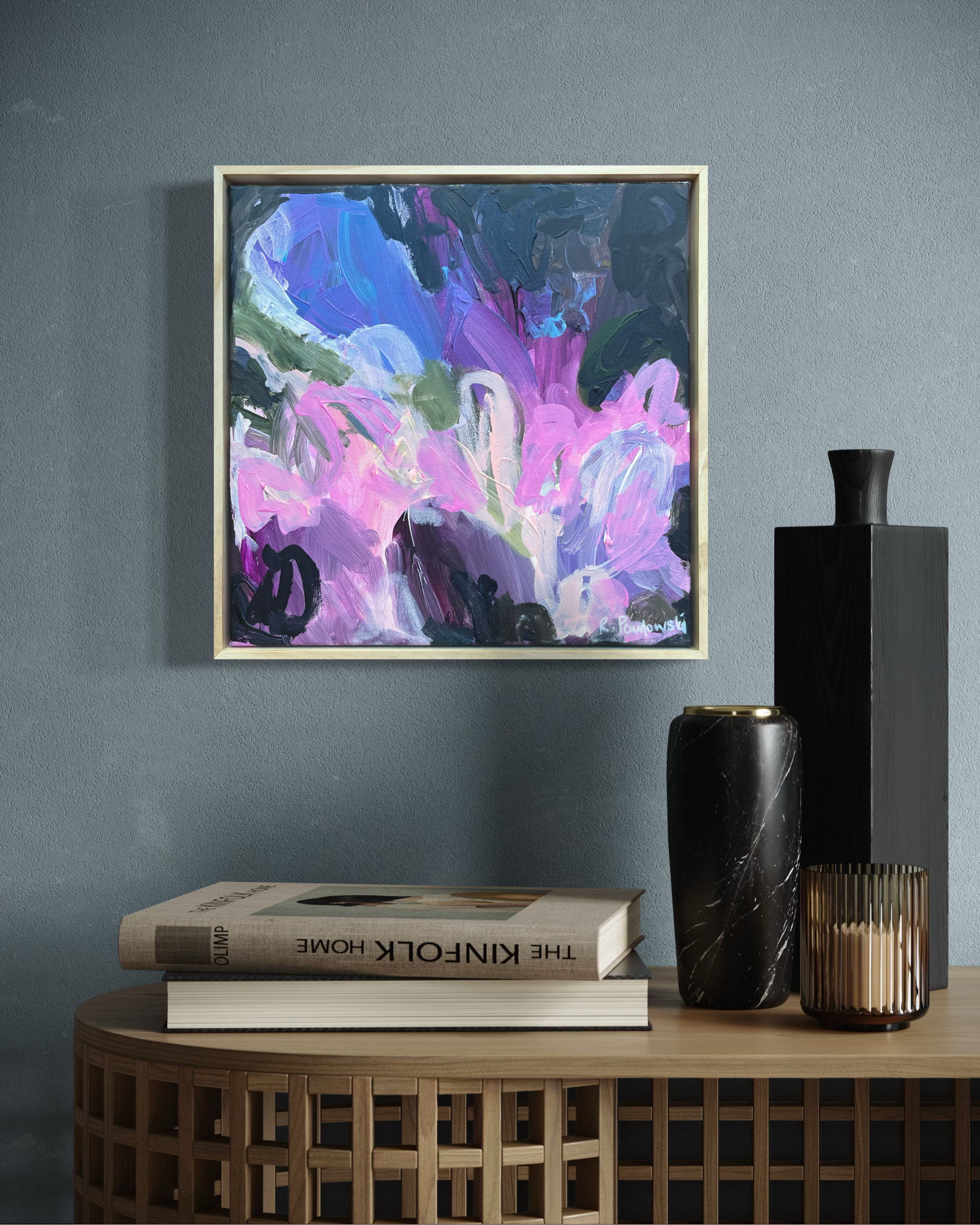 “Fly Away” framed small original abstract art artwork wall art