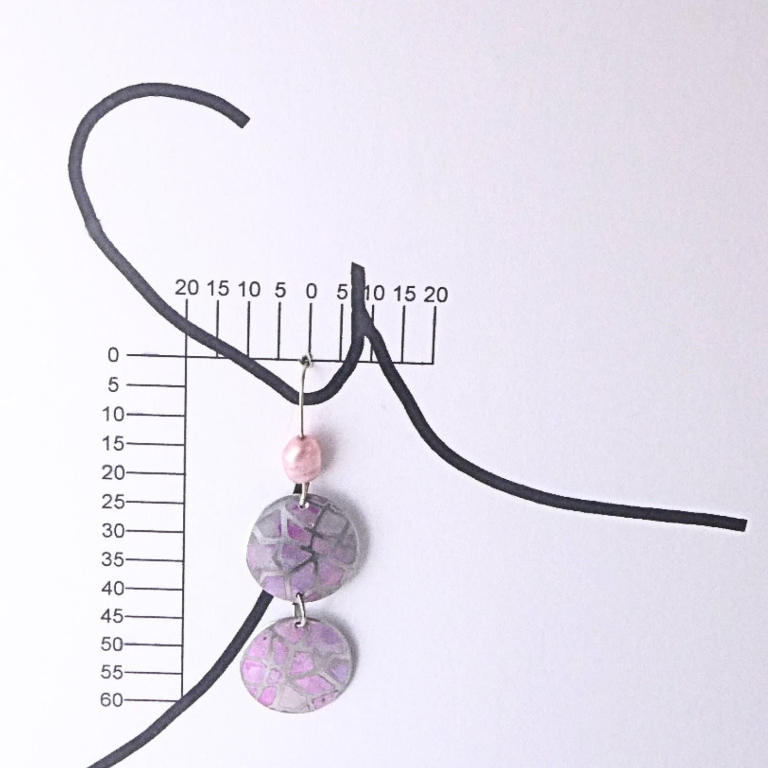 Anodised aluminium earrings hand printed Pink Mosaic Collection - A252