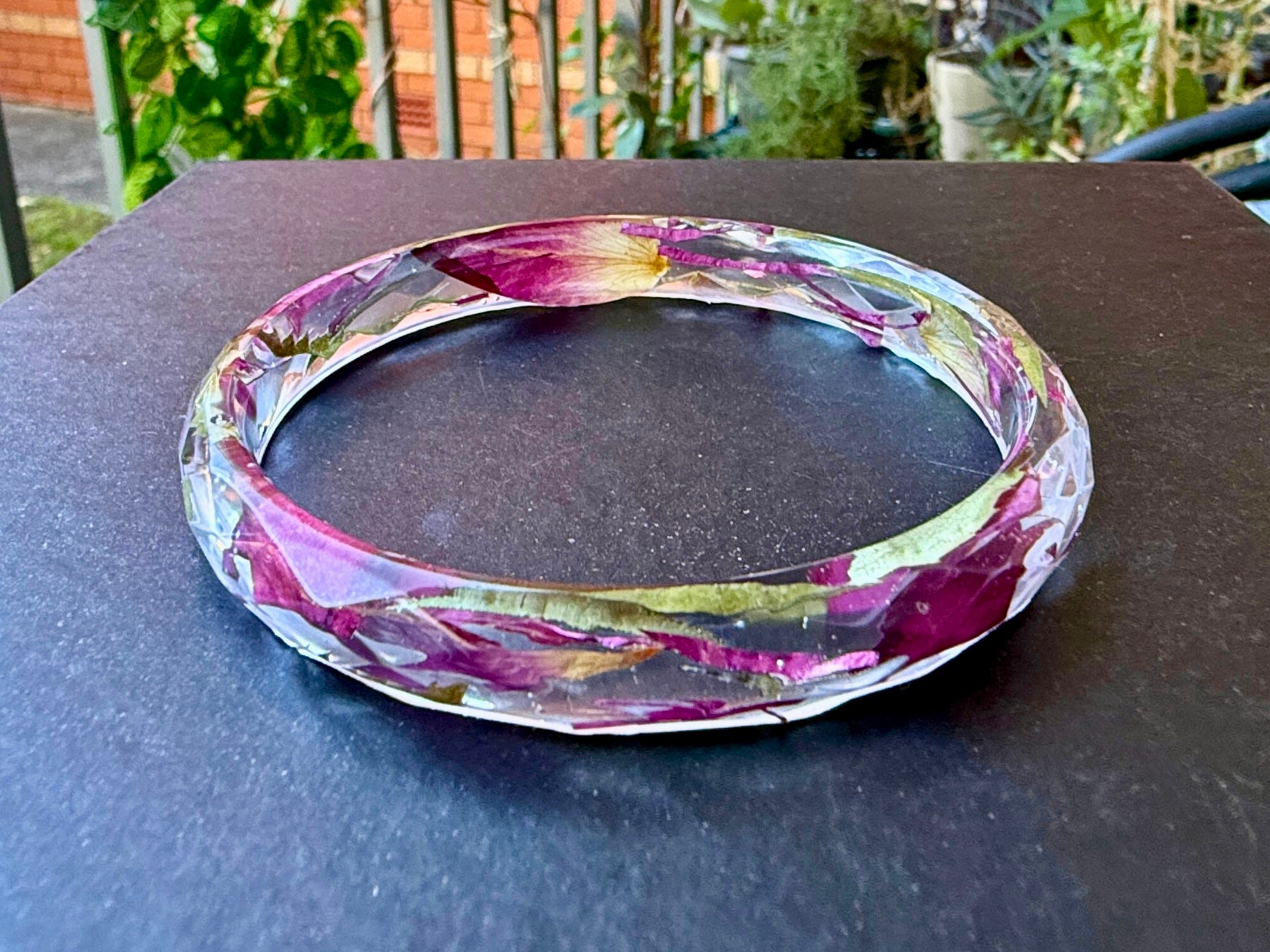 Real Flower Resin Bangle: Pressed Flower jewellery