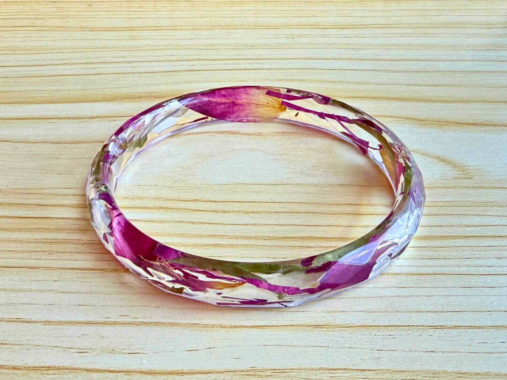Real Flower Resin Bangle: Pressed Flower jewellery
