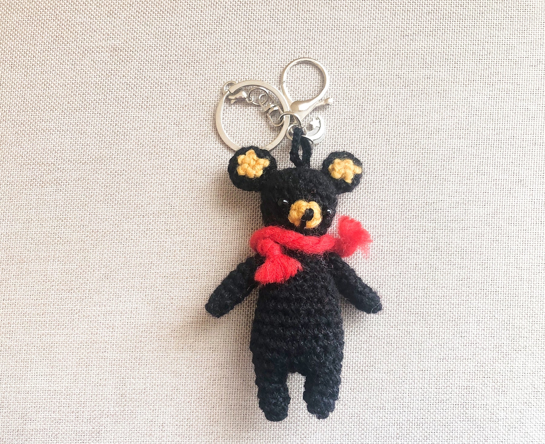 Crochet Black Bear Keychain | Handmade Amigurumi Teddy, Bag Charm
