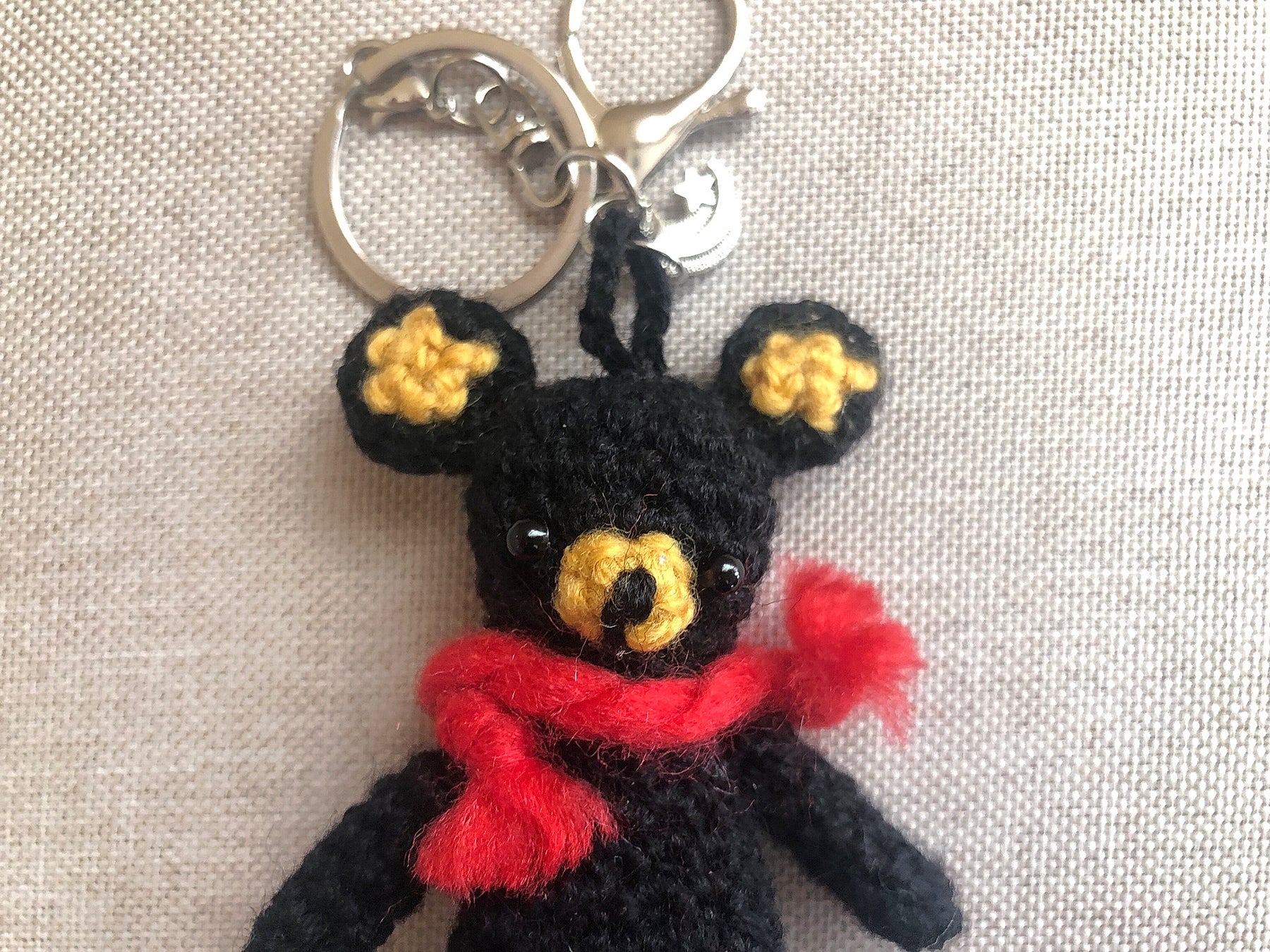 Crochet Black Bear Keychain | Handmade Amigurumi Teddy, Bag Charm