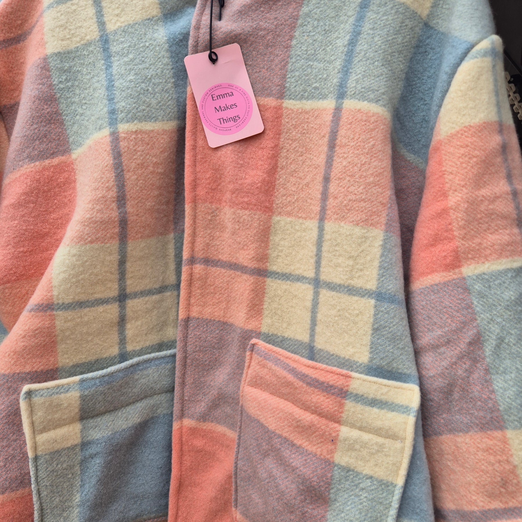 Upcycled woollen blanket jacket size 18