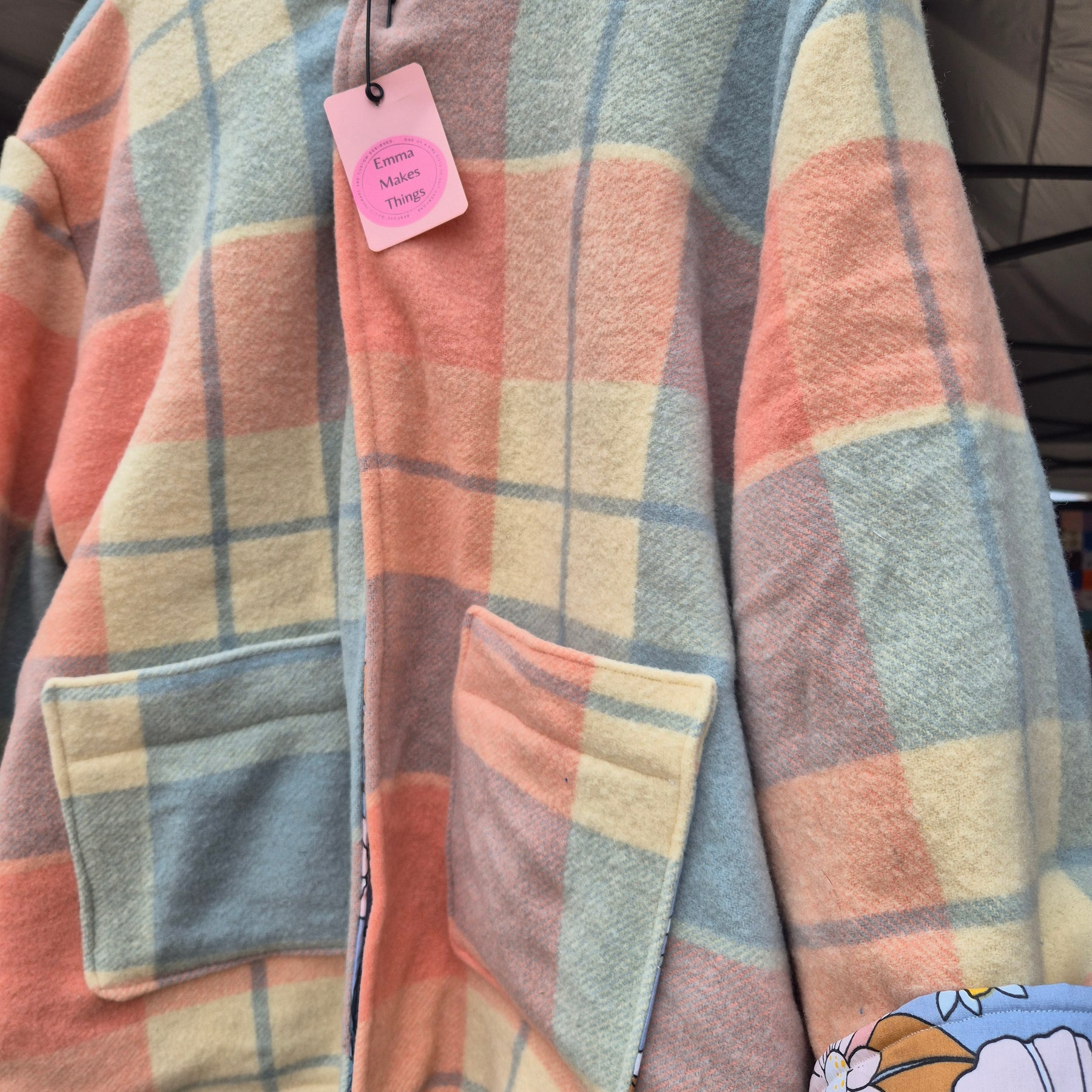 Upcycled woollen blanket jacket size 18