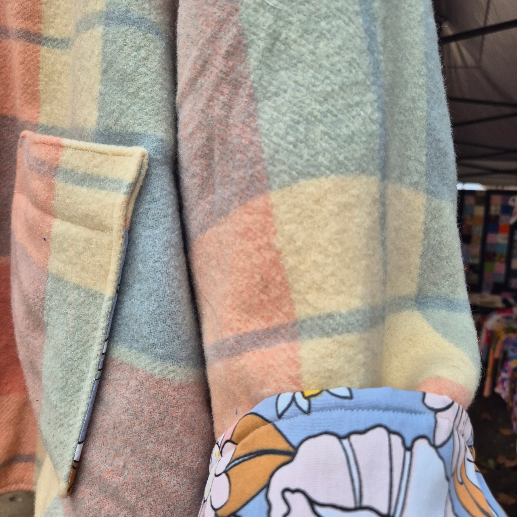 Upcycled woollen blanket jacket size 18