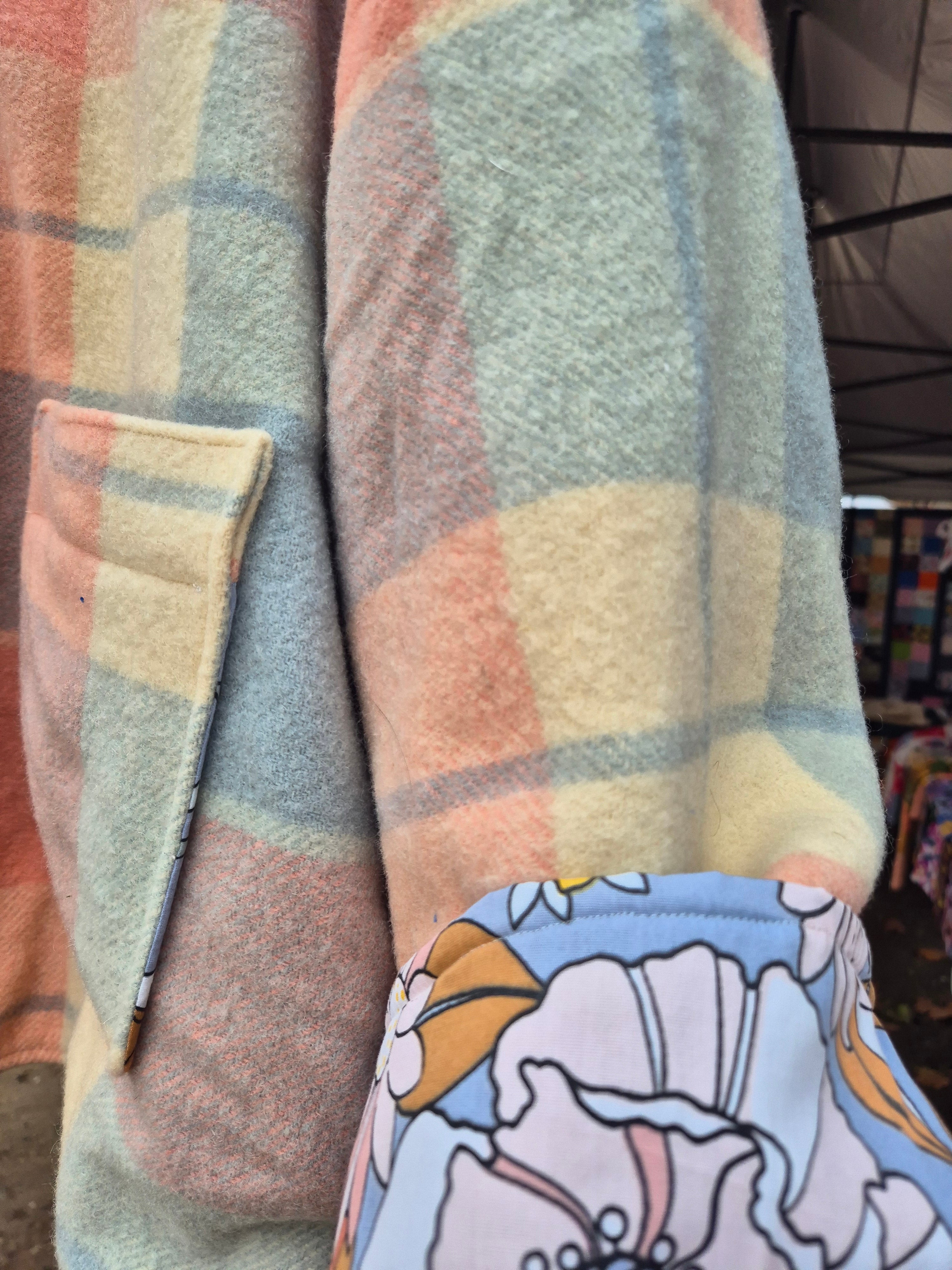 Upcycled woollen blanket jacket size 18