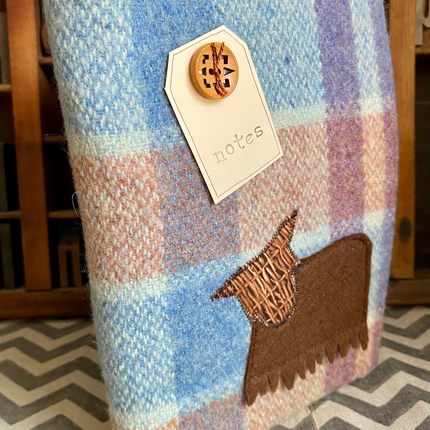 A5 Upcycled Notebook Highland Cow - Blue