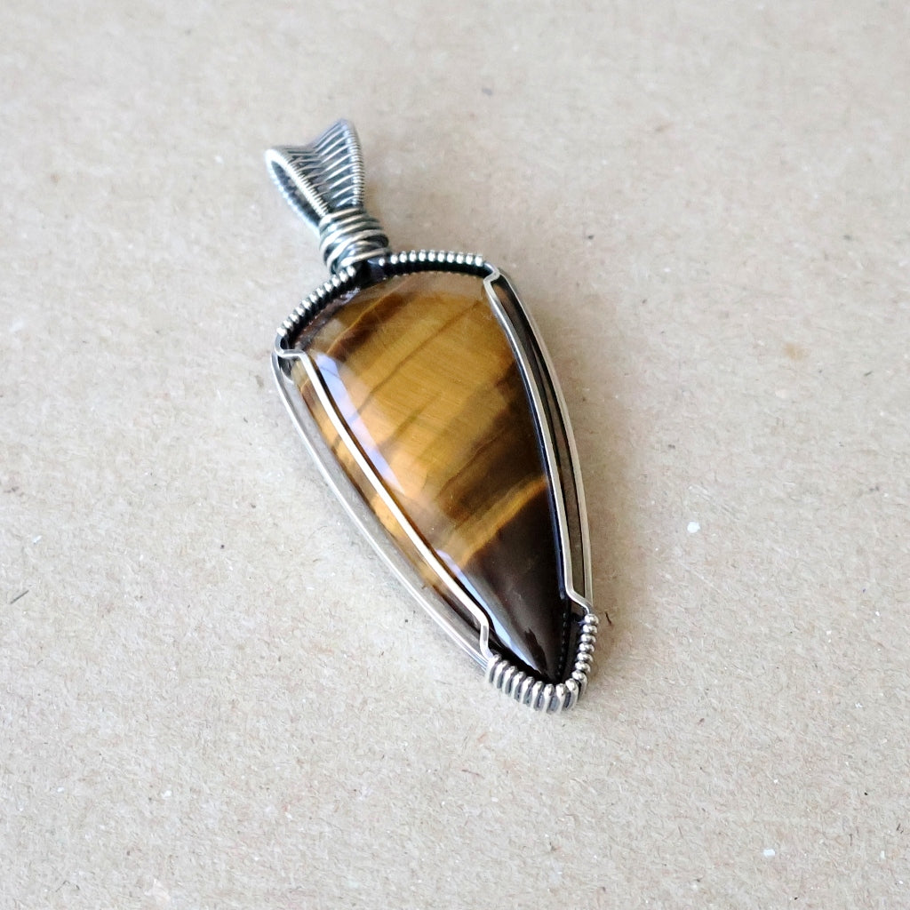 Sterling Silver Tiger Eye Pendant ~ Talisman of Confidence