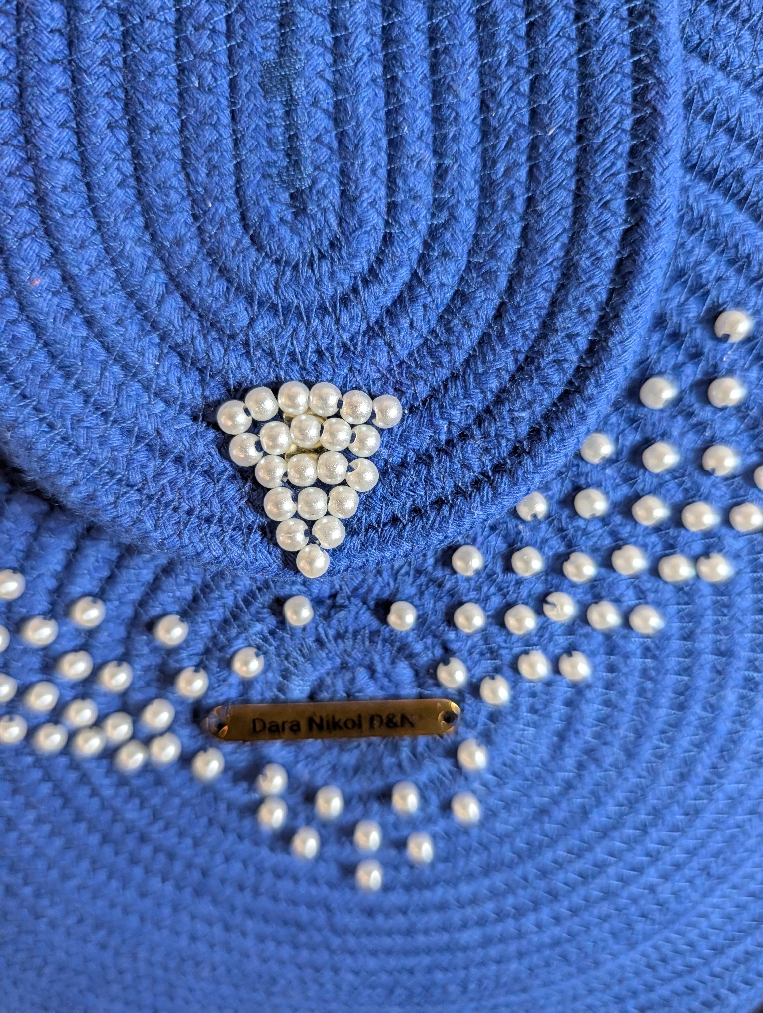 "Siana" (M) Handmade Cotton Cord Bag with Pearl Accents