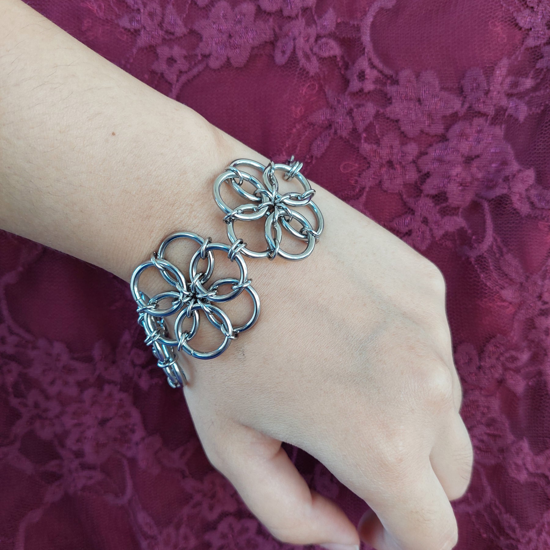 Chainmaille flower bracelet