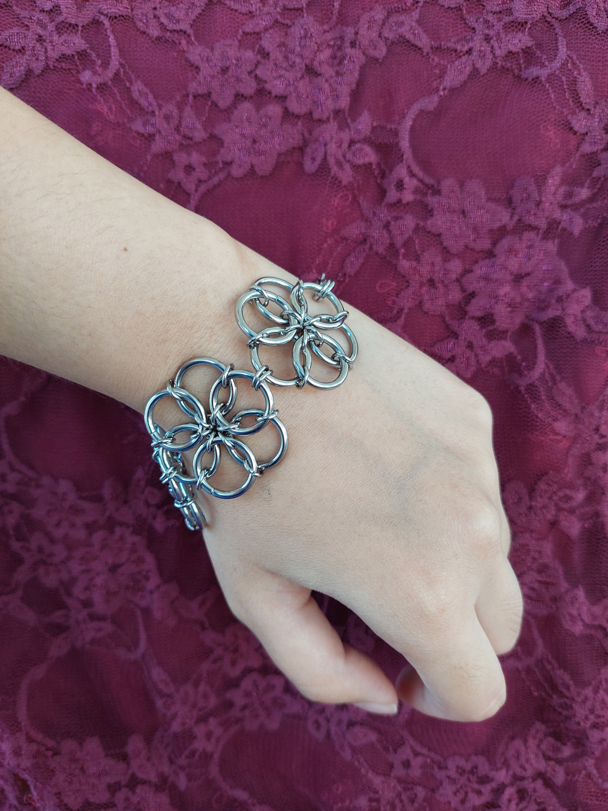 Chainmaille flower bracelet