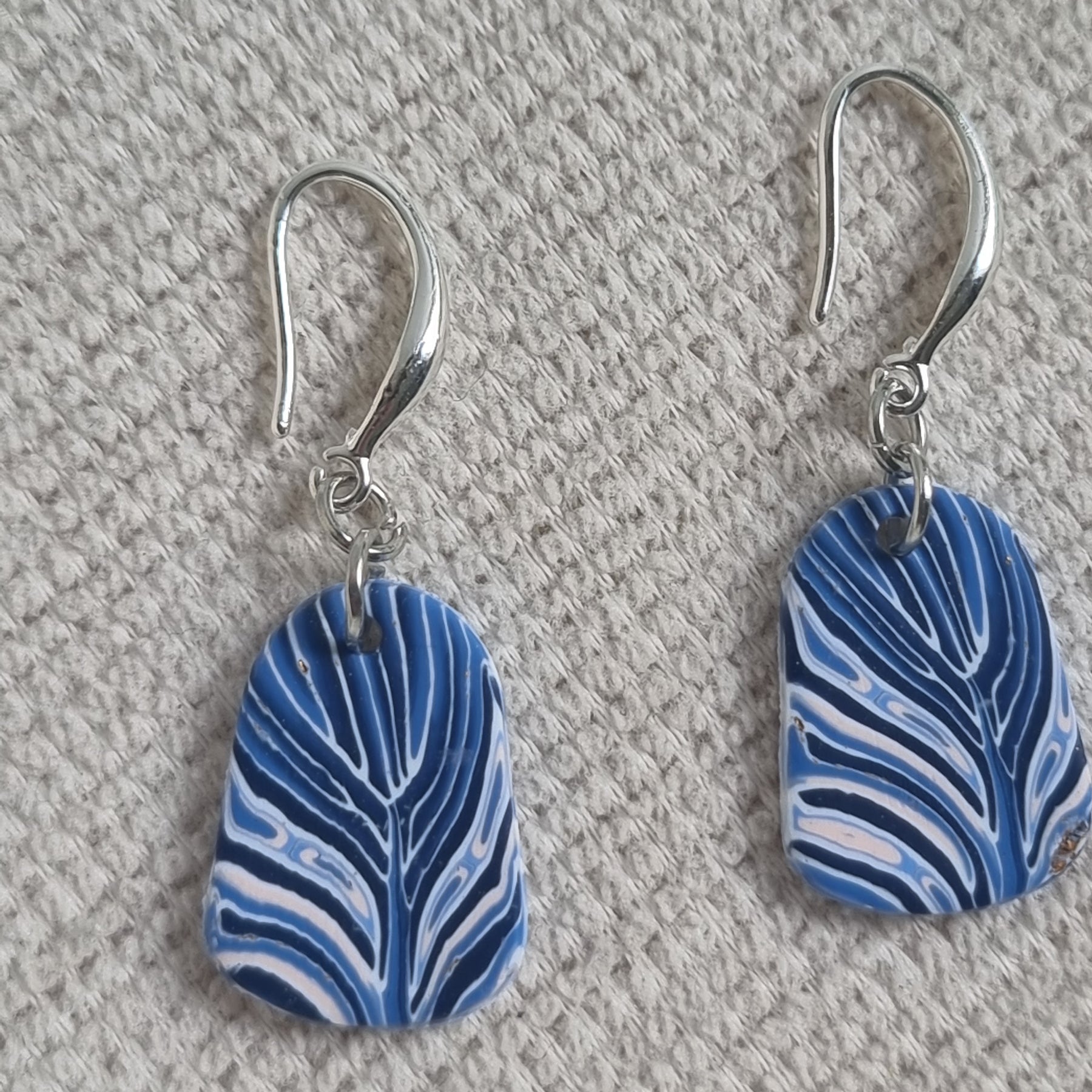 Ocean Wave Feather Drop - Blue Drop Earrings