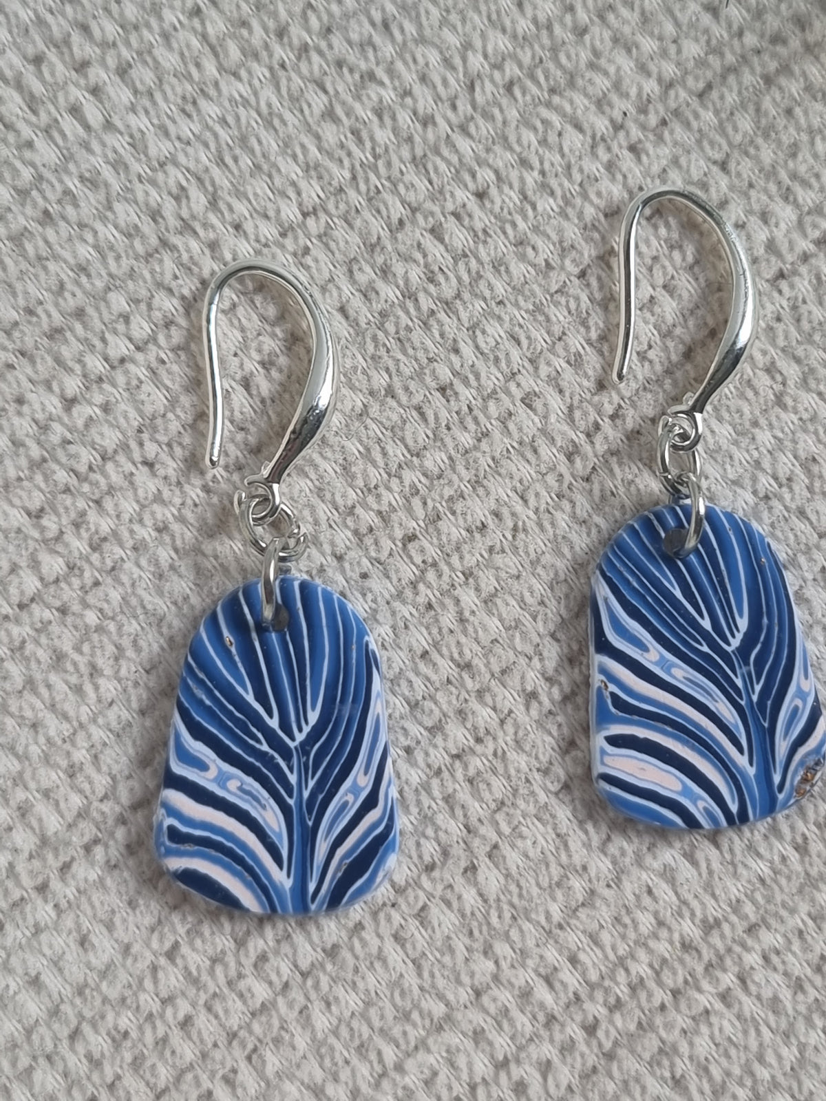 Ocean Wave Feather Drop - Blue Drop Earrings