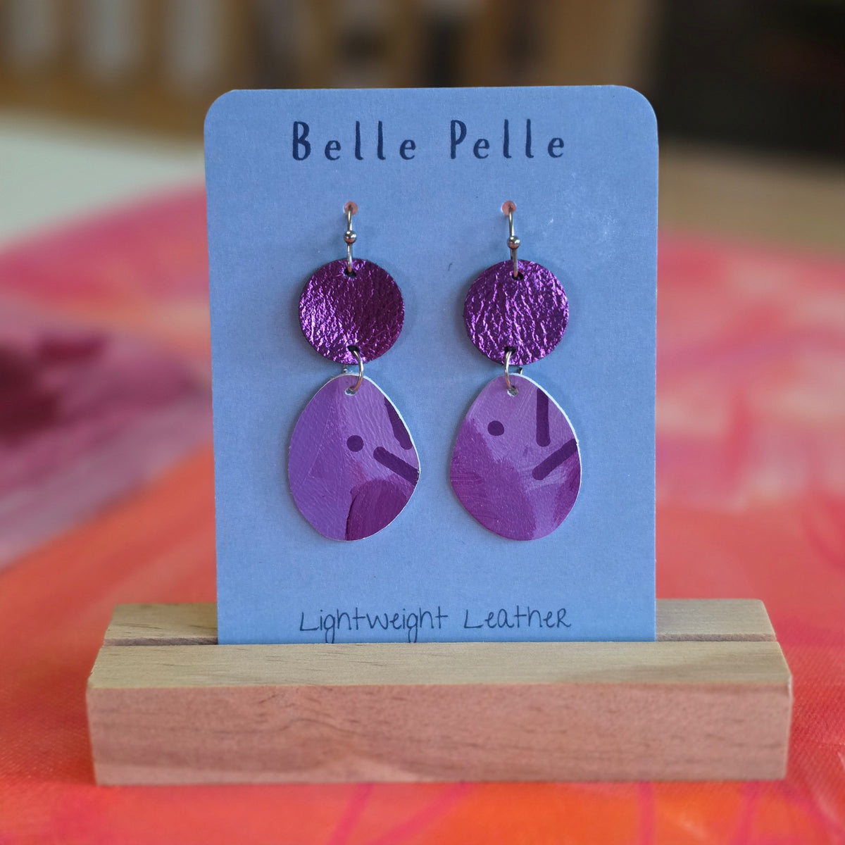 Alla Mano Leather Earrings - Lilac Mist