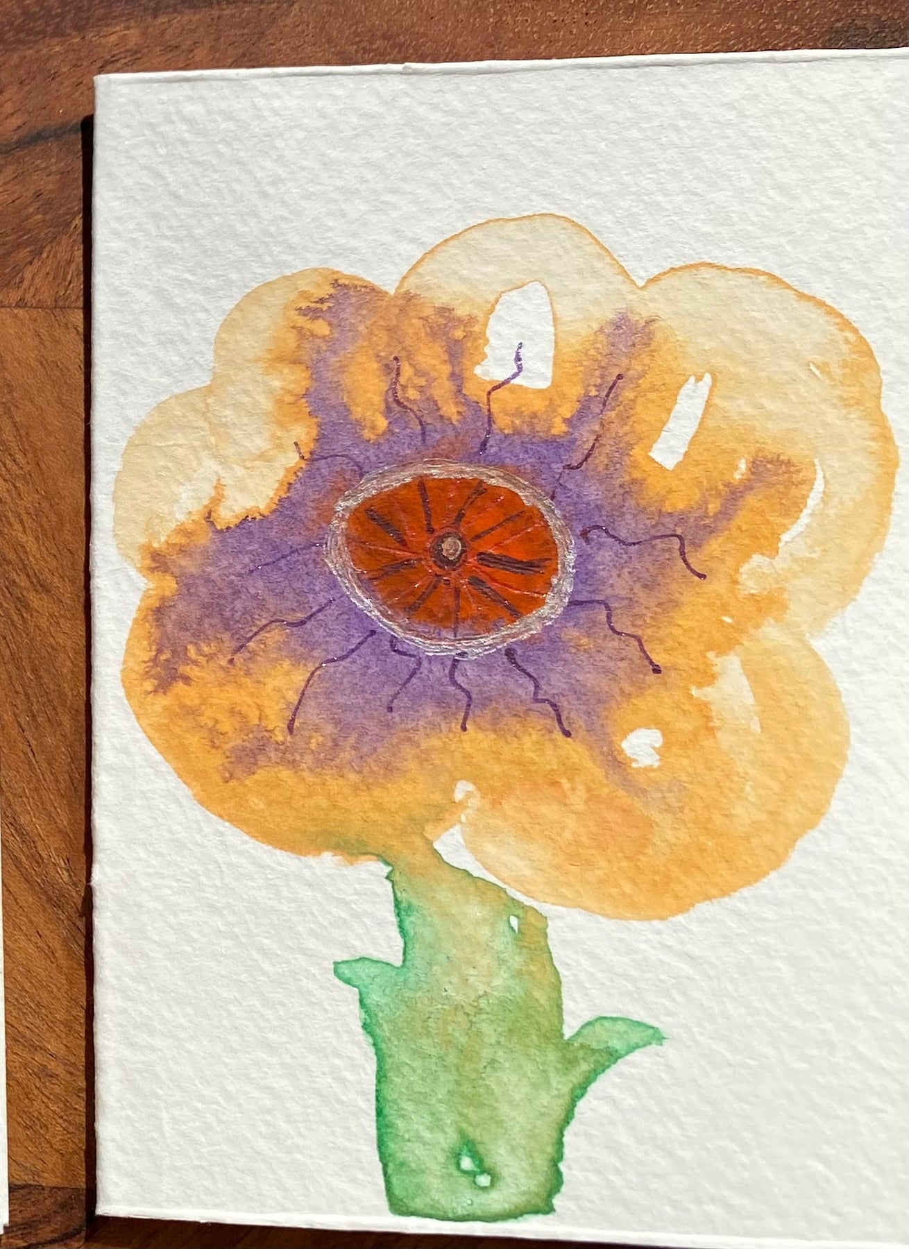 Two Unique Hand Painted Watercolour Cards | Handmade Unique Blank Flower Cards