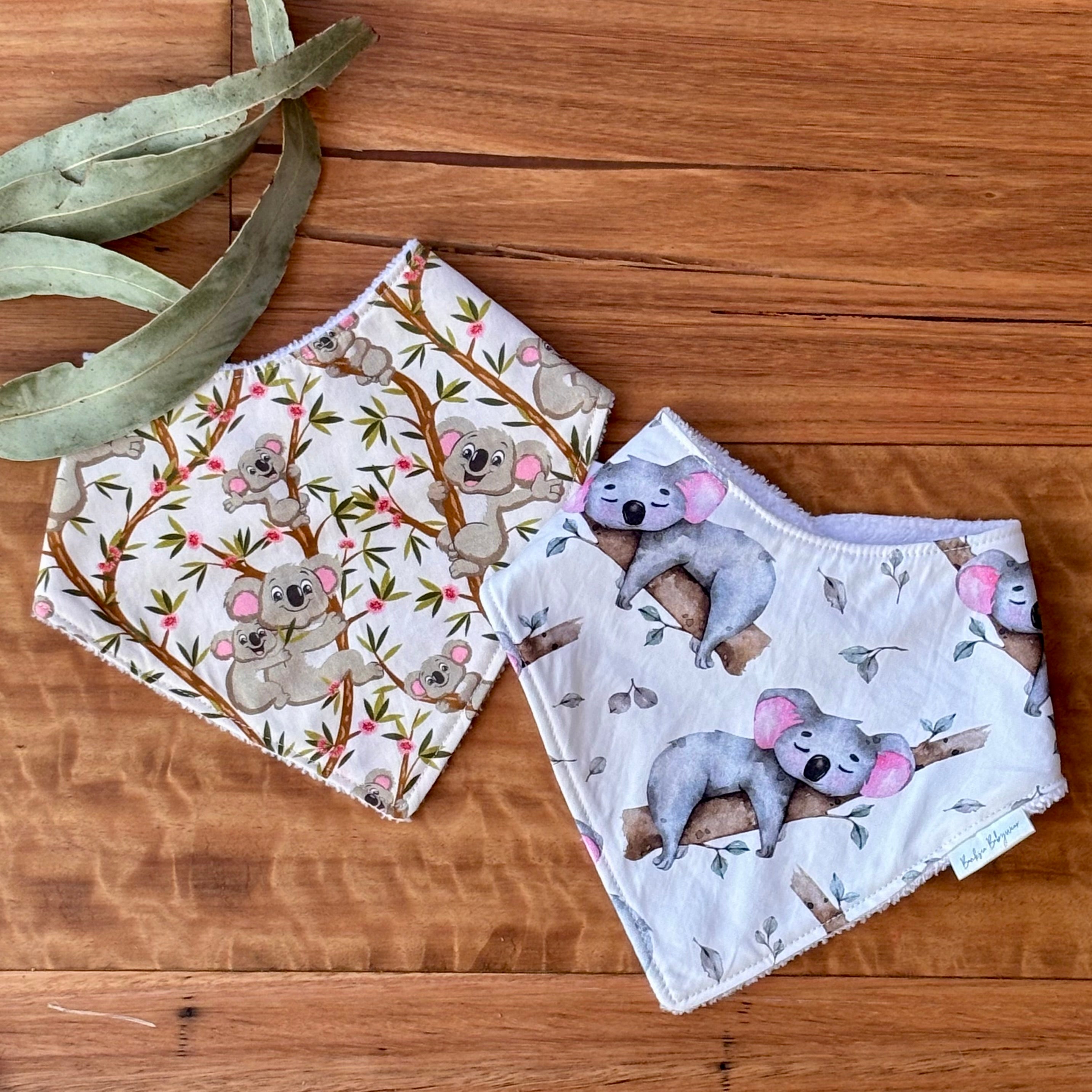 Australiana Baby Bib Set | Just Hanging Koalas | Ready to Ship