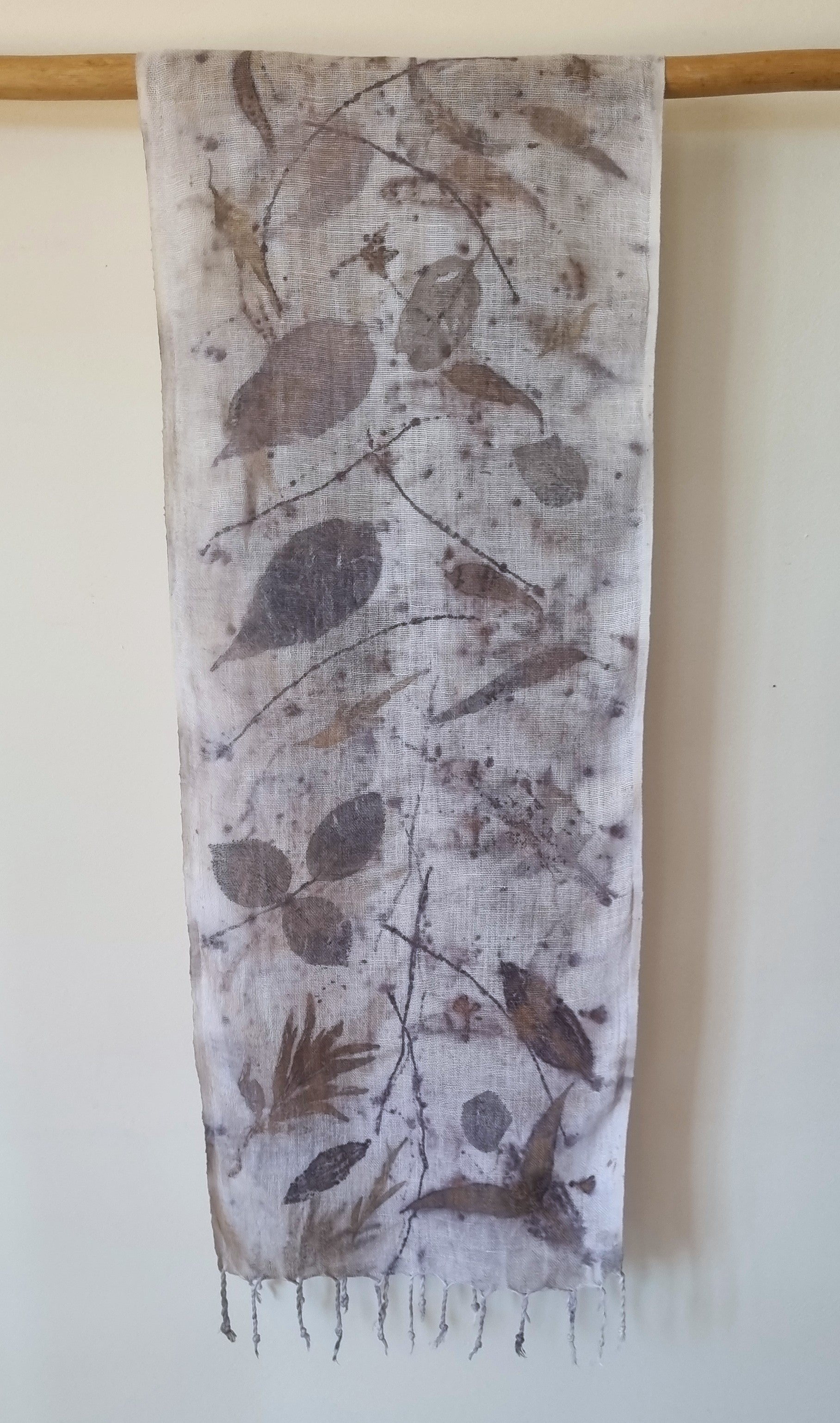 The Ingrid - Pure Handloomed Linen Ecoprint Scarf