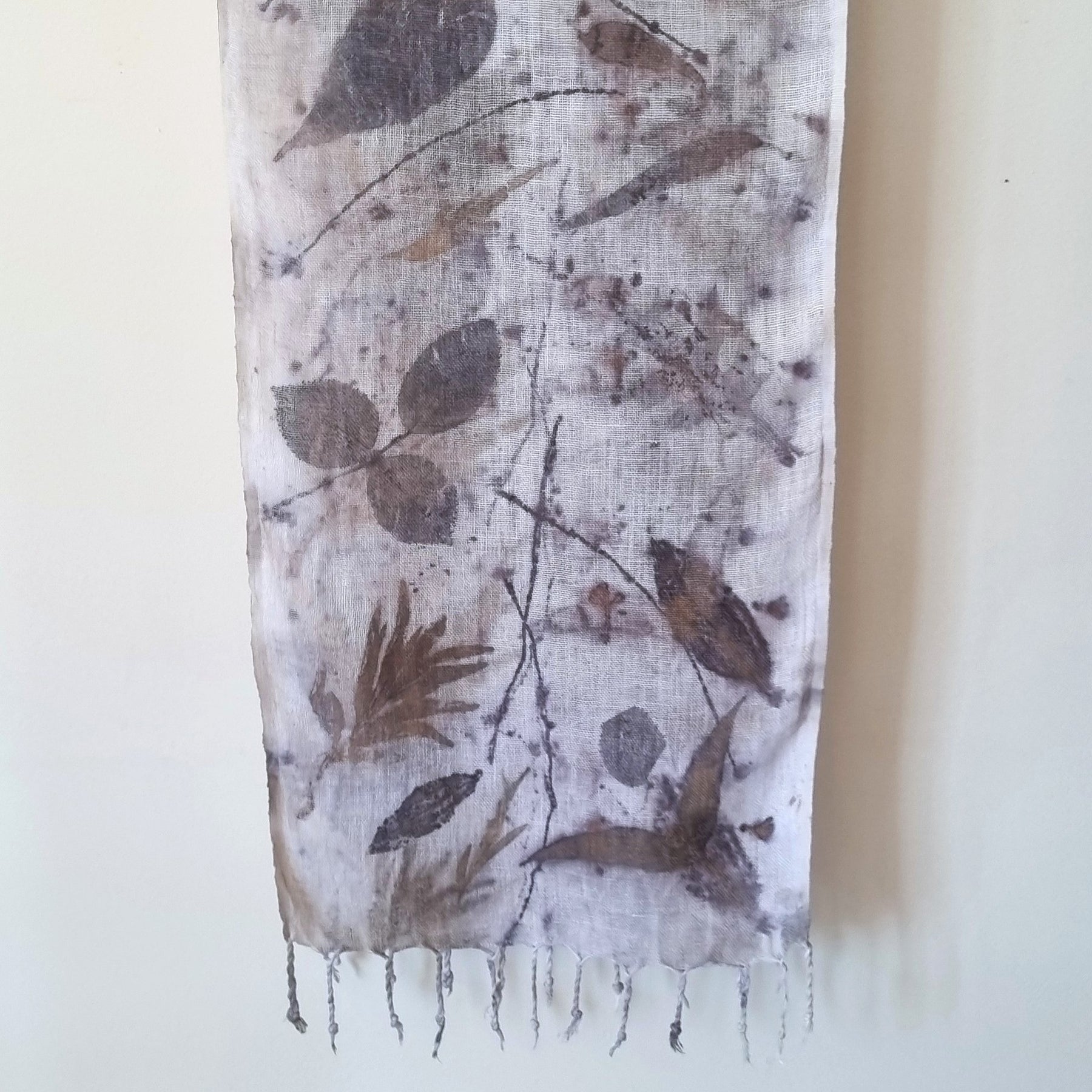 The Ingrid - Pure Handloomed Linen Ecoprint Scarf