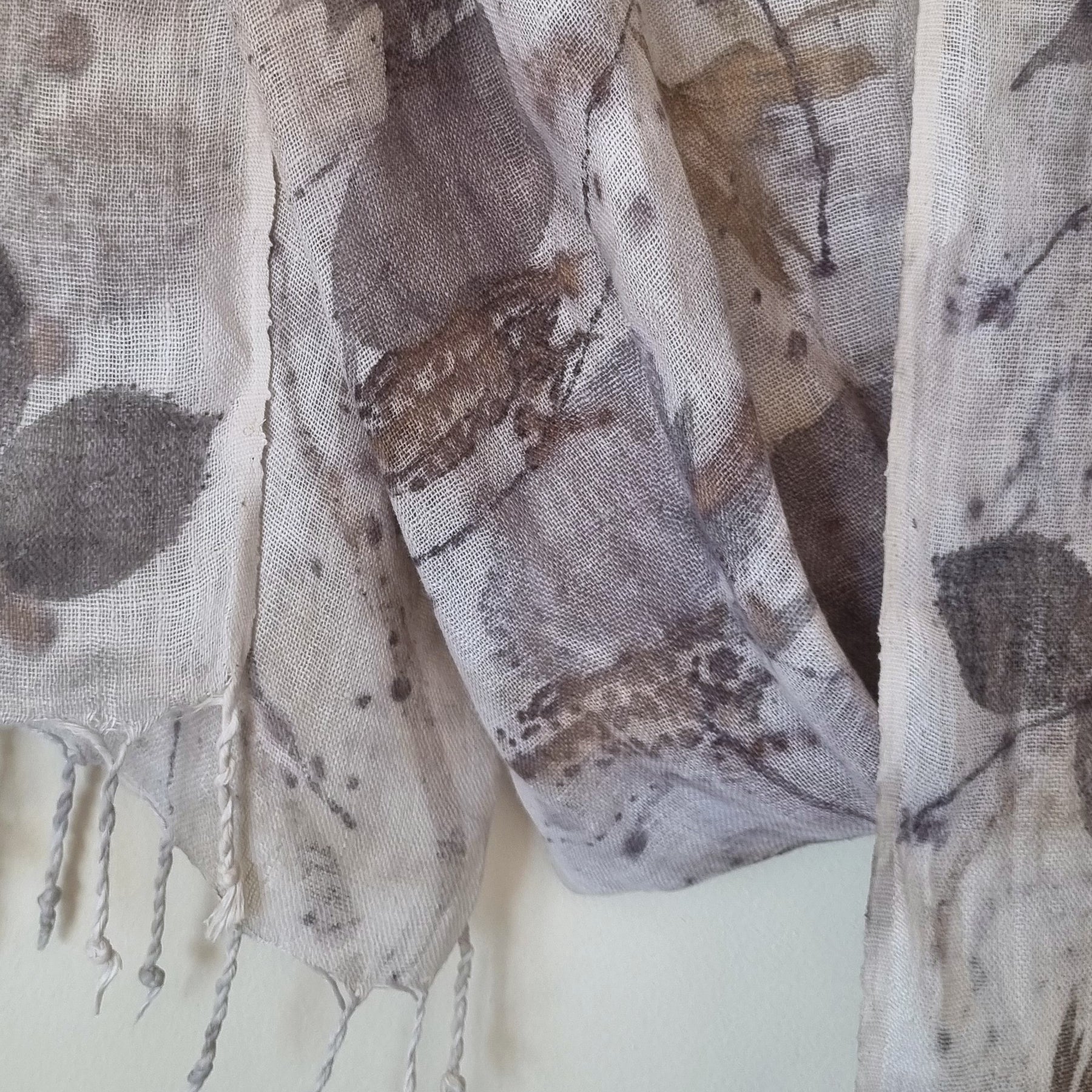 The Ingrid - Pure Handloomed Linen Ecoprint Scarf